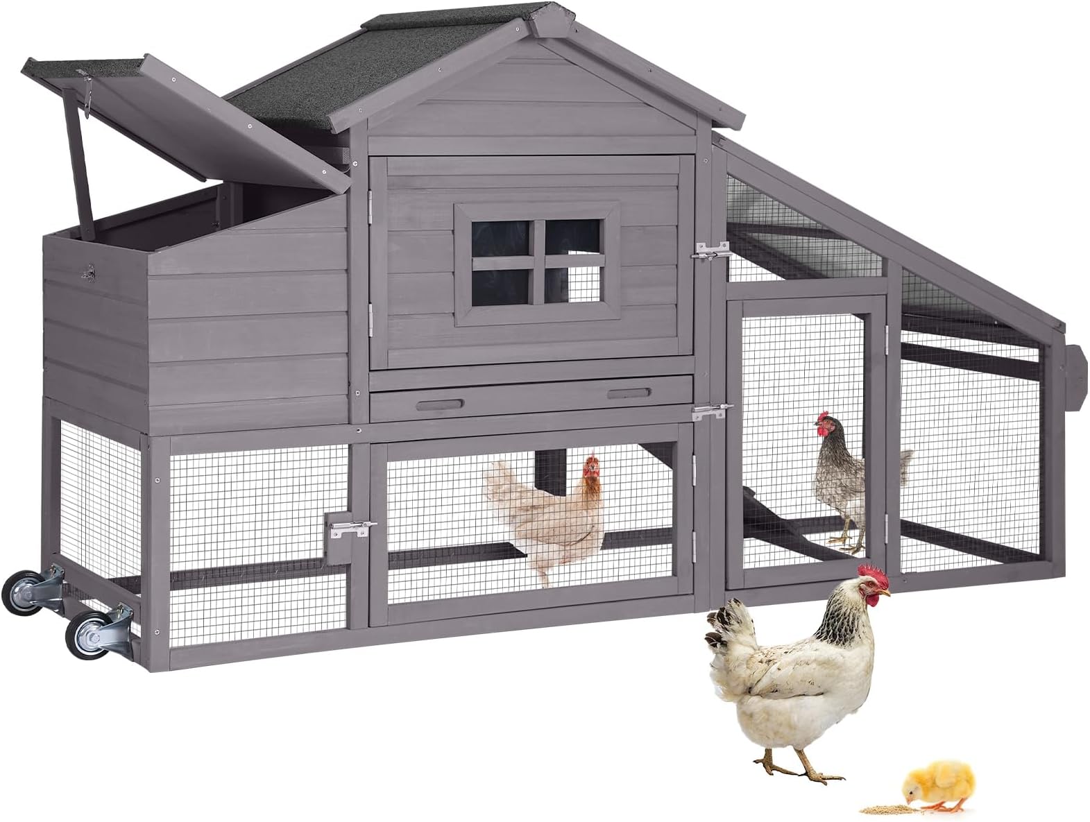 Chicken Coop 69" Chicken House with Large Nesting Box Outdoor Rabbit Hutch with UV Proof Roof,Waterproof