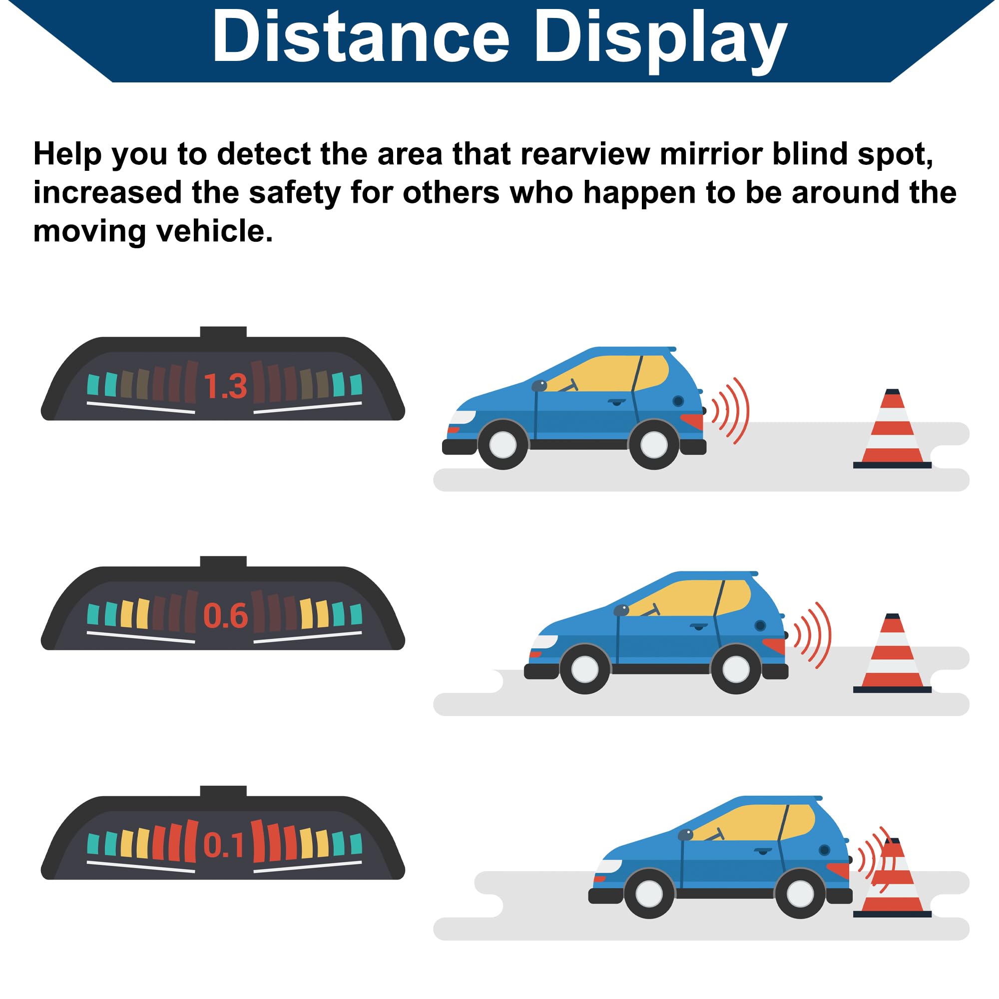 Sistema Radar di Parcheggio Retromarcia per Auto Veicolo con Display LCD Distanza Sensori Parcheggio Rilevamento Distanza 8 Sensori Parcheggio Rosso
