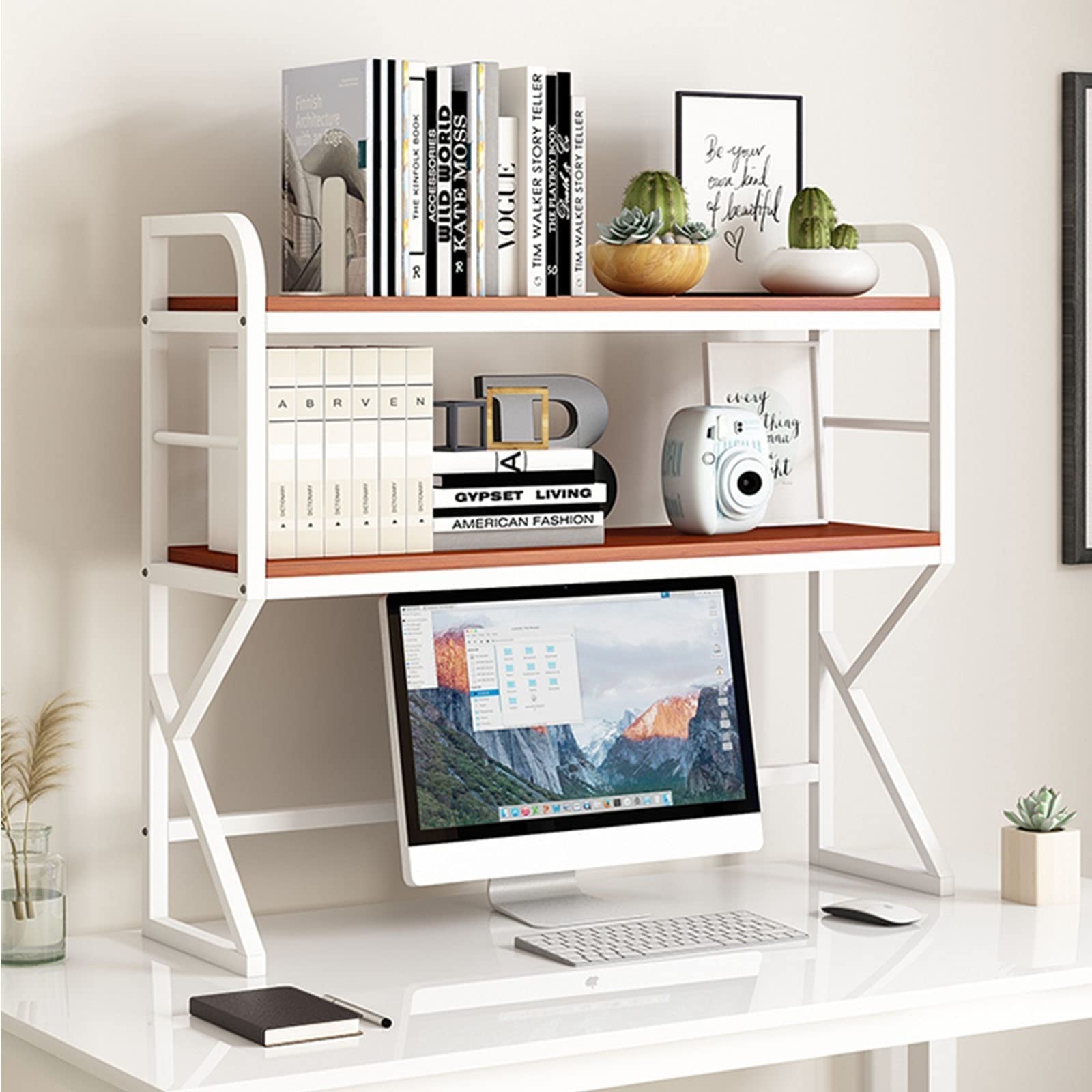 Amazon.com: 2 Layer Desktop Storage Rack - Bookcase for Computer