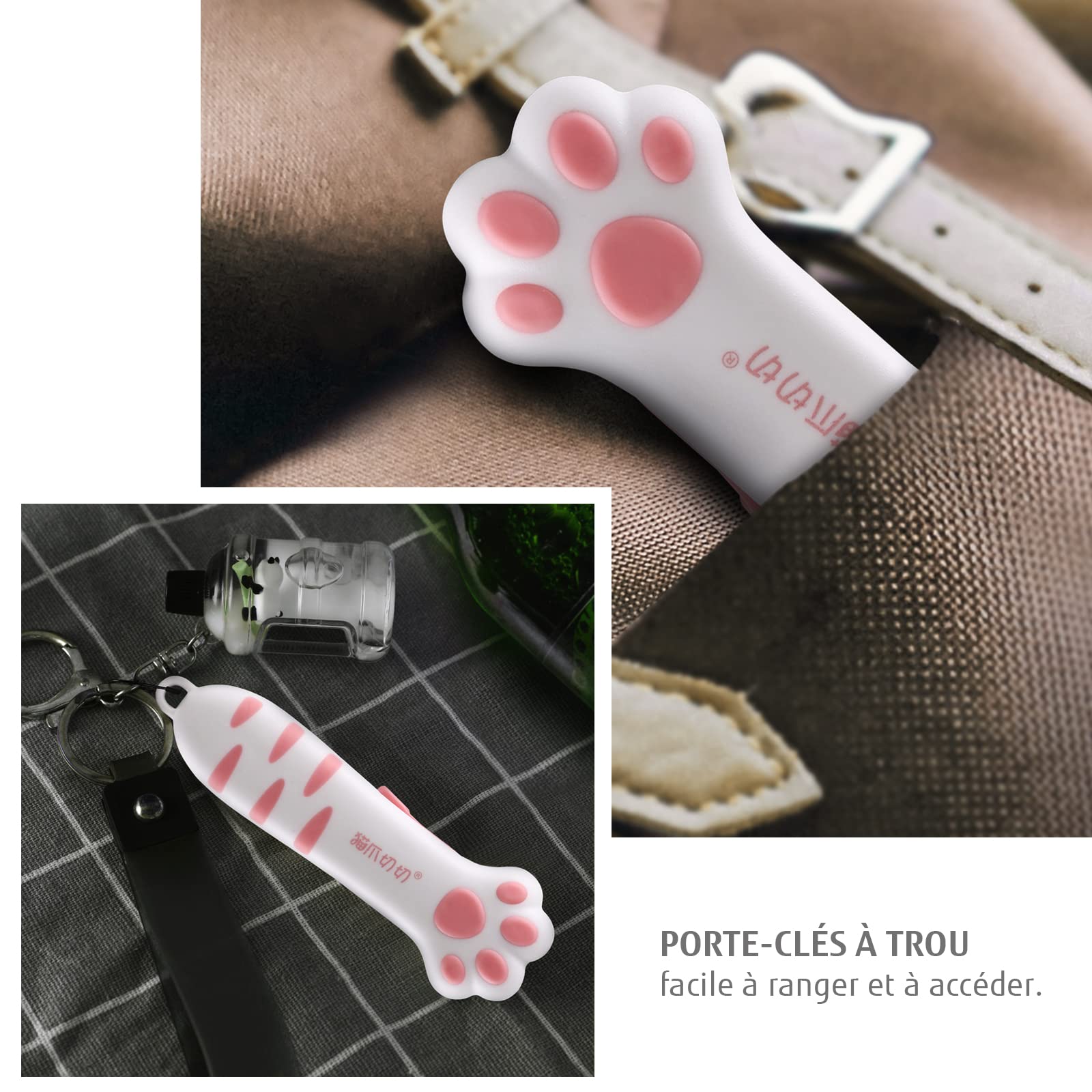 hecef Set de 3 couteaux utilitaires, cutter rétractable avec lame en acier allemand et manche en patte de chat, set de couteaux multifonctions en rosa