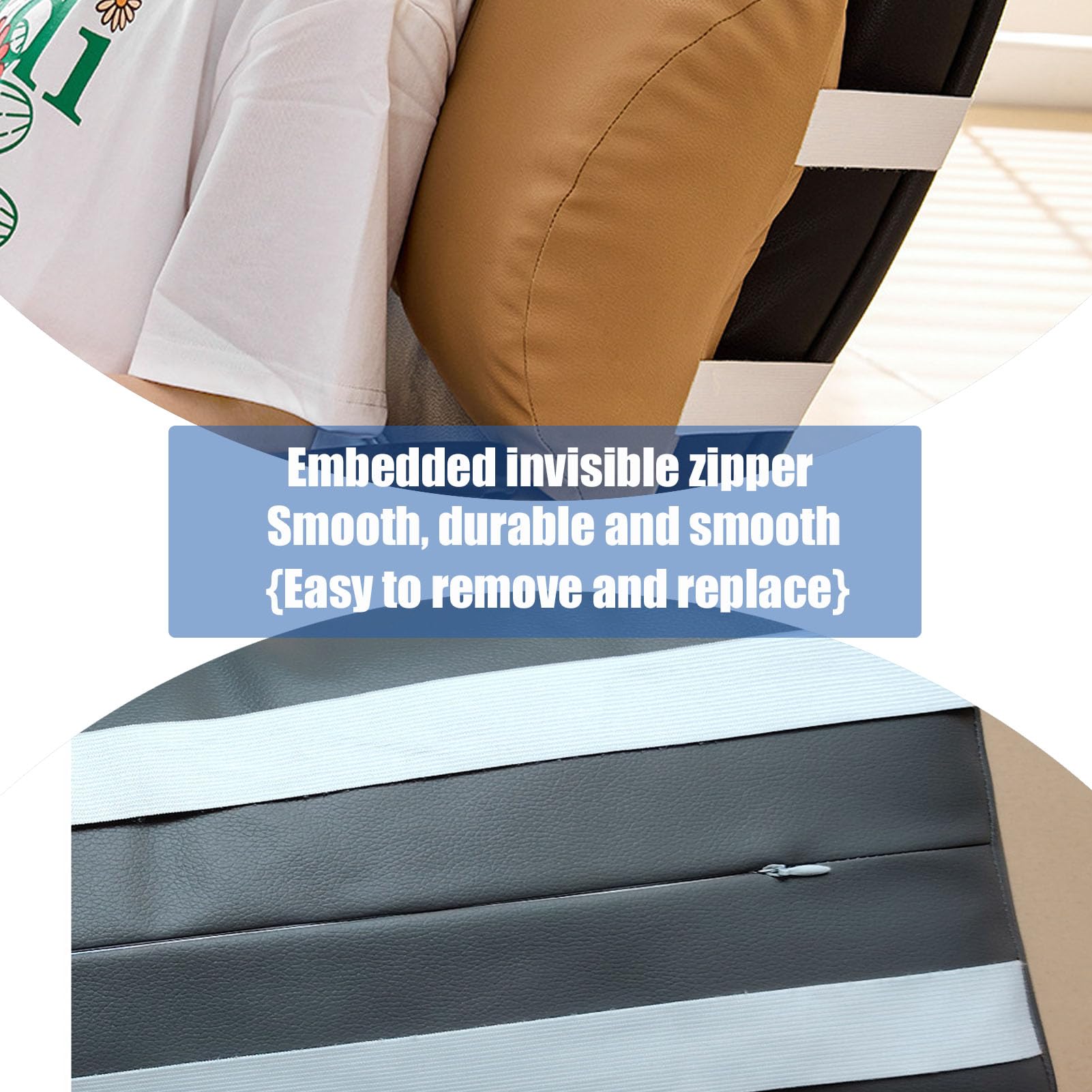 58 x 25 x 10cm Liegestuhl Kissen Sofa Fußstütze Kissen, Halbmond Nackenrolle Kissen mit Bezug & Gummiband,für Kopf/Nacken/Taille/Bein/Füße (Grey,3Pcs 25×58cm)