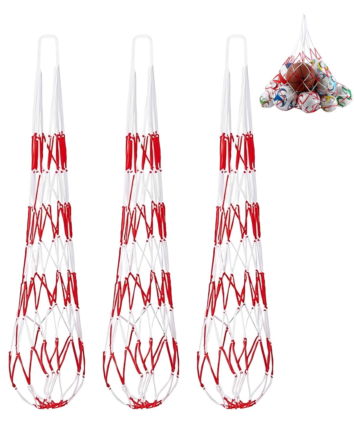 3 Pezzi Ball Carry Net Bag per 10 Palloni, pallone da basket, Borsone in Rete Sacca a Sfera,Portatile Per Palloni in Nylon Grandi Capienza, per Calcio, Basket, Pallavolo, rete pallavolo
