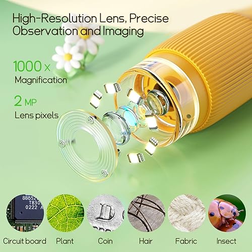 Miniatura 4 de Microscopio para Niños WINWEND - Microscopio de Bolsillo de 1000X Microscopio Portátil para Niño  Microscopios Mini para Foto y Video  Microscopios