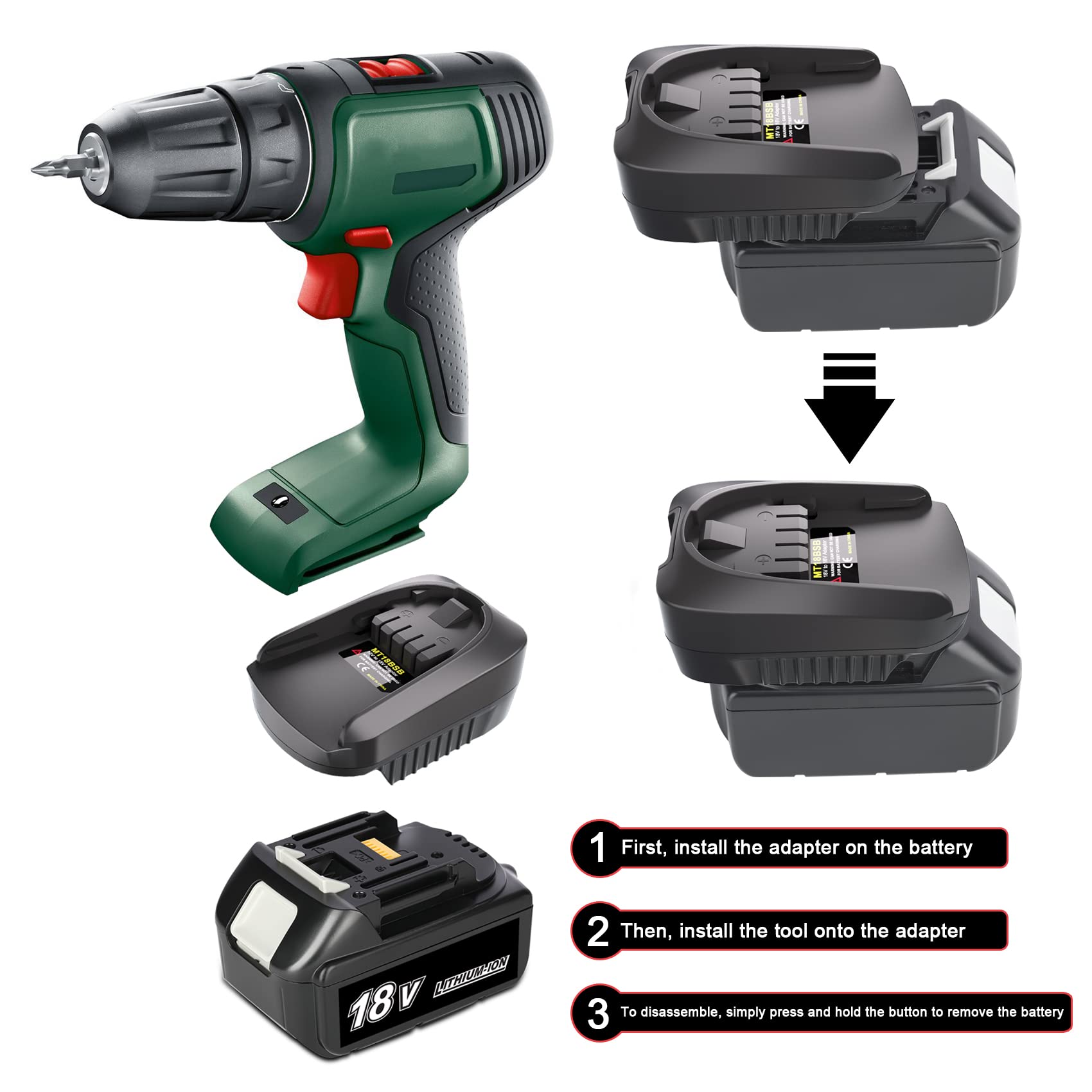 Adapter do akumulatora litowo-jonowego Makita 18 V BL1830 BL1860 BL1850 BL1815 - konwersja do elektronarzędzi Bosch PBA 18 V