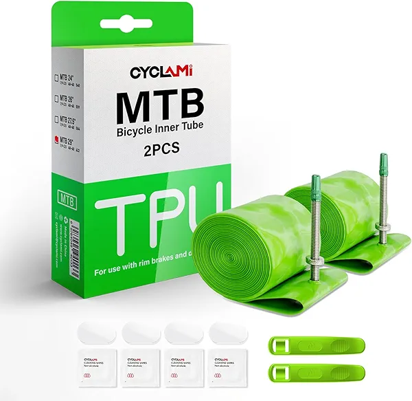 2-Pack CYCLAMI 700C x 32-47C (ALLRoad & Gravel) / MTB29/27.5/26 inch x 1.9-2.5 TPU Inner Tubes with 45mm/65mm Presta Valves Lightweight (Include Bike Tube Patch Repair Kit)