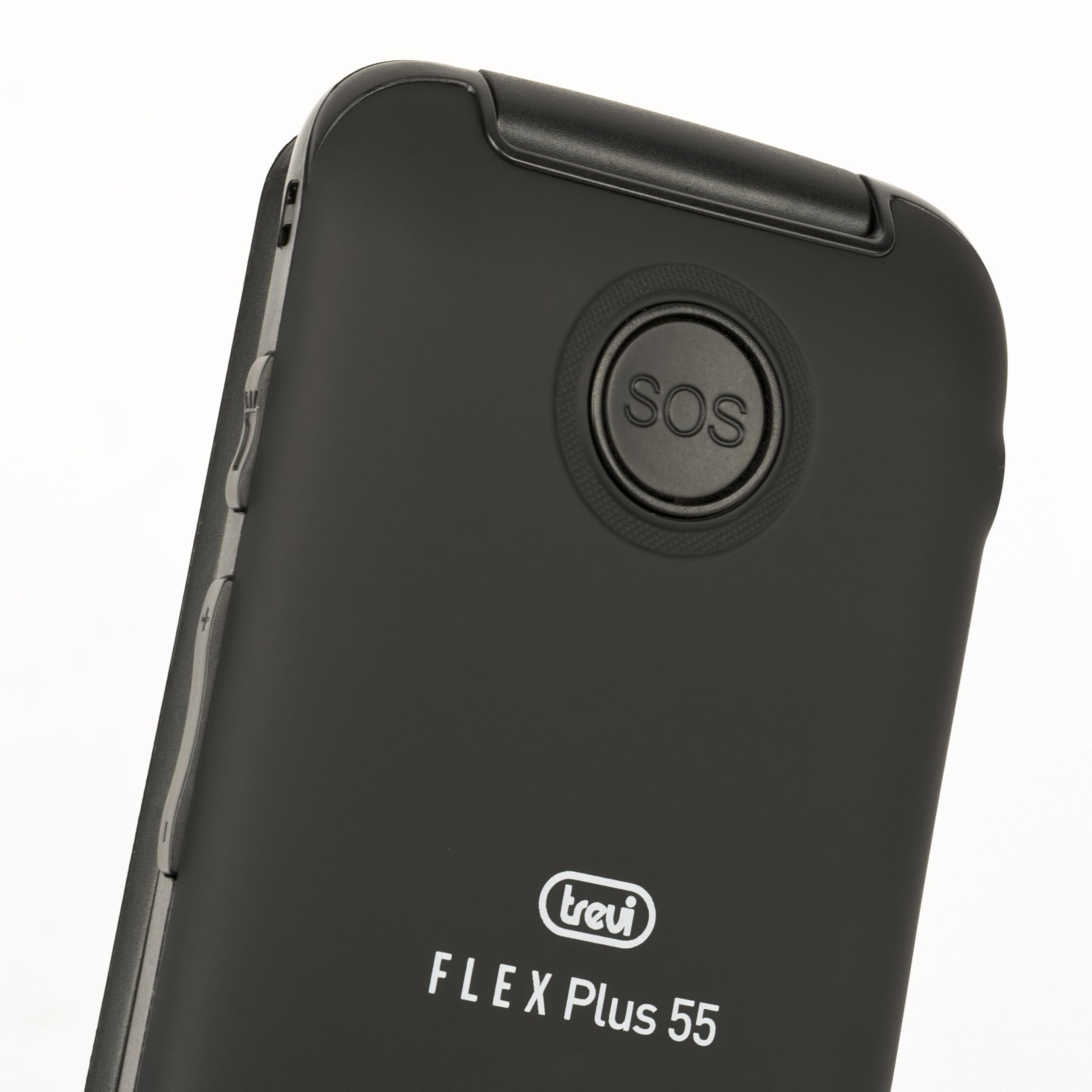 Trevi FLEX PLUS 55 Telefono Cellulare a Conchiglia per Anziani con Tasti Grandi Retroilluminati, Senior Phone con Tasto SOS Emergenza, Batteria Lunga Durata e Base di Ricarica Inclusa, Nero