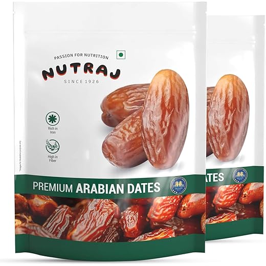 Nutraj UAE Dates 1kg (500g X 2) Pouch | Khajur | Dry Fruits and Nuts | Grocery