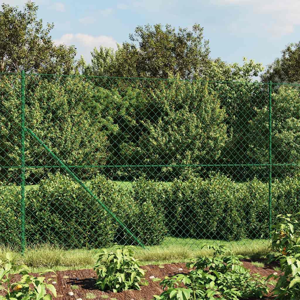Maschendrahtzaun Komplettset 1.4 x 25 m mit Bodenhülsen Maschendrahtzaun 180cm höhe Maschendrahtzaun Set Grün Gartenzaun Set Zaunset-Grün-1.8 x 25 m Typ 4