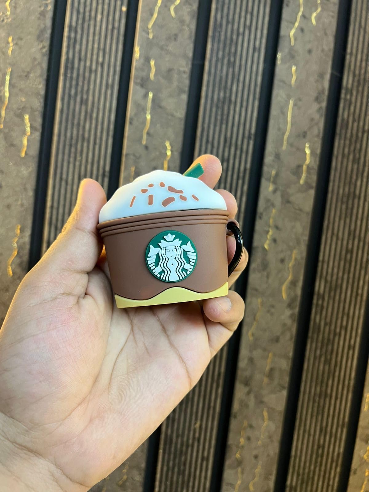 Meyaar Premium Silicone Case Cover Only Compatible with Boat Airdopes 138 & 131 Silicone Cover for Boat Airdopes 131 & Airdopes 138 - (Only Cover) (Earbuds Not Included) (Coffee-Cup-Chocolate)