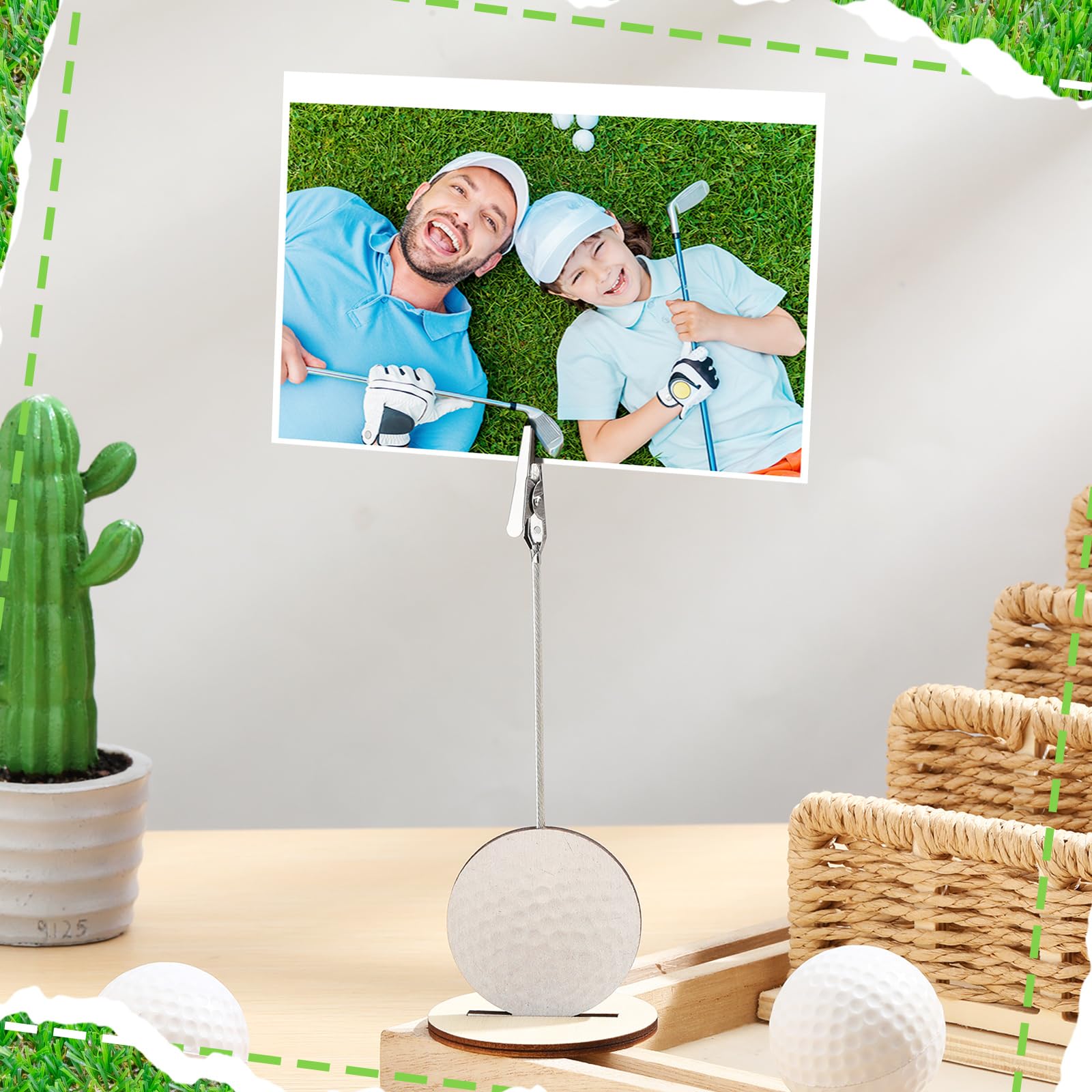 Funnymoom 20 Stück Golf-Basis, Memo-Cliphalter, Tischnummern, Kartenhalter, Ständer, Notizen, Büroklammern, Golf-Mittelstücke für Tisch, Golf, Party, Gastgeschenke, Fotoständer für Golf, Party,