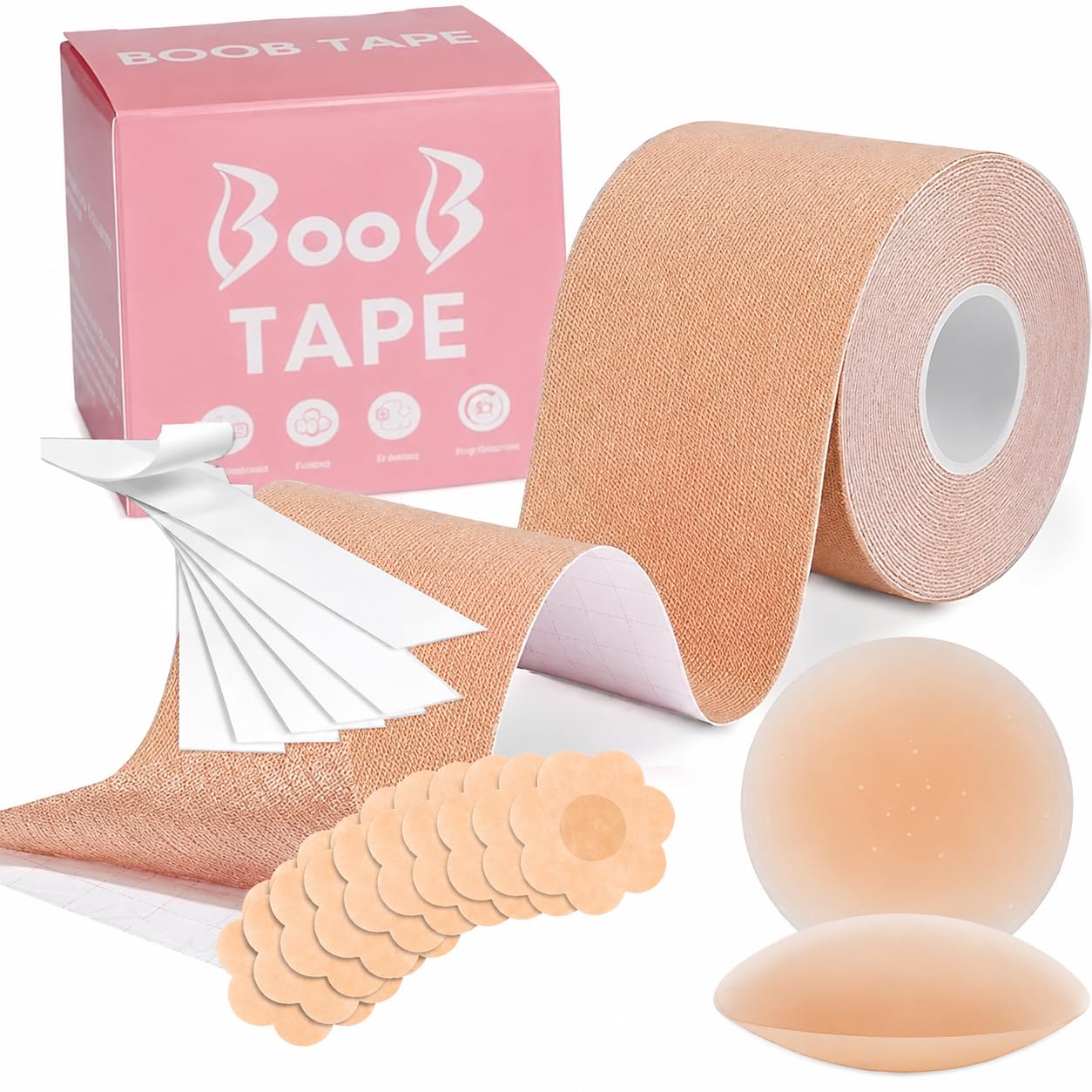 Boob Tape for Breast Lift with Nipple Covers, Breast Lift Tape for Backless, Strapless & Deep Neck Dresses, Skin Friendly Body Tape, Strong Hold, Nude Beige-image-32