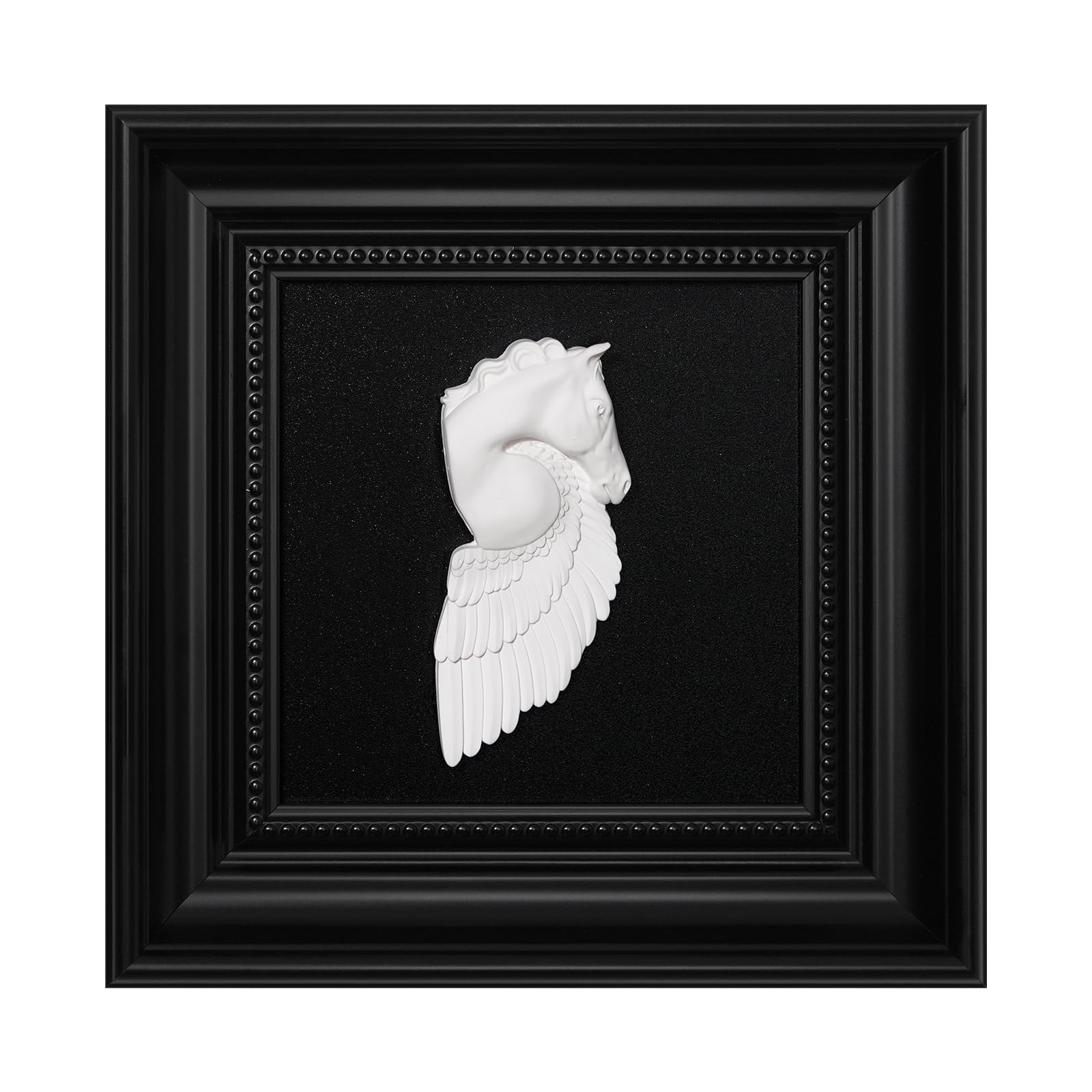 Black and White Framed Wall Art Sculpture Classic Pegasus