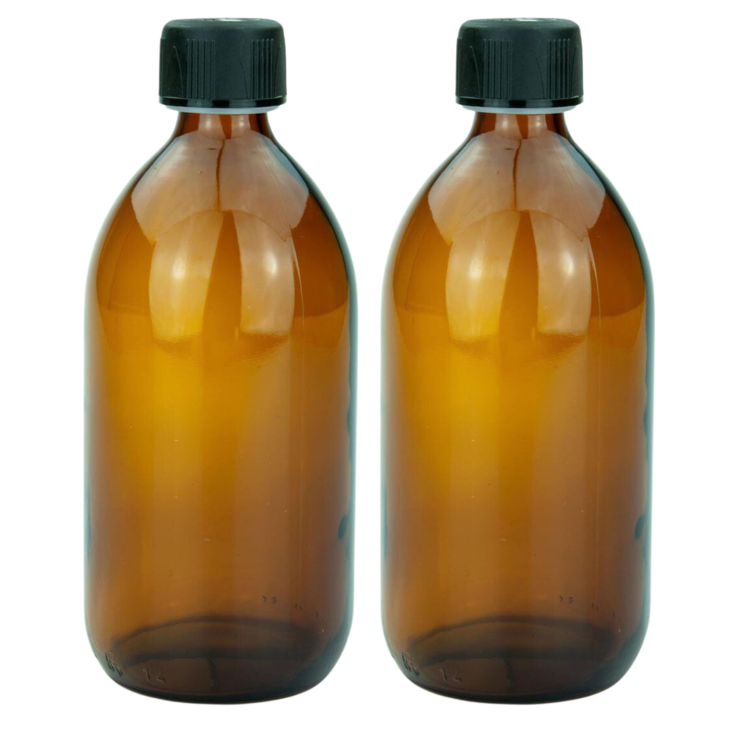 mikken 2 brown glass bottles 500 ml with screw caps