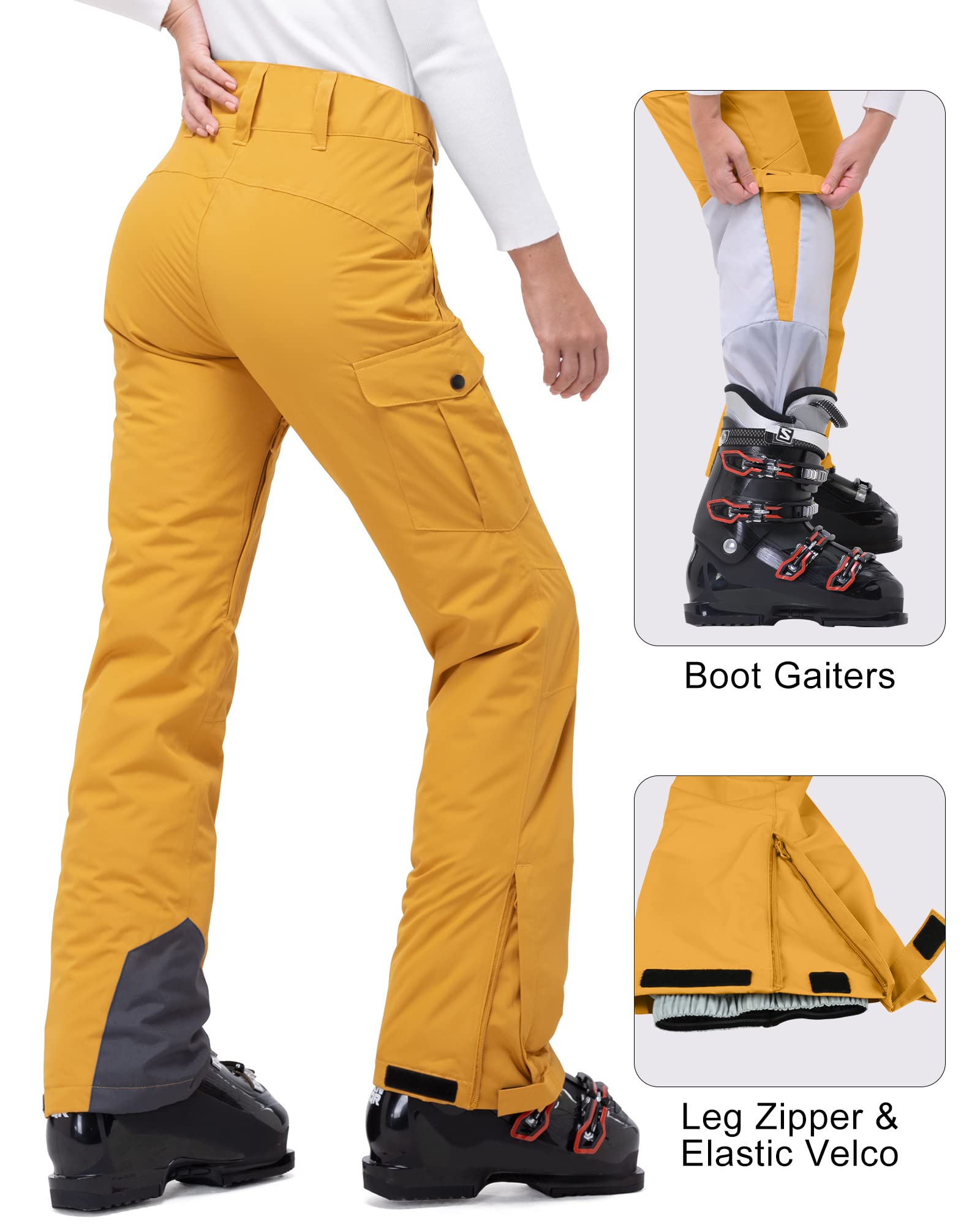 33,000ft Pantaloni da sci da donna, impermeabili, antivento, in softshell, con calda imbottitura, per escursionismo