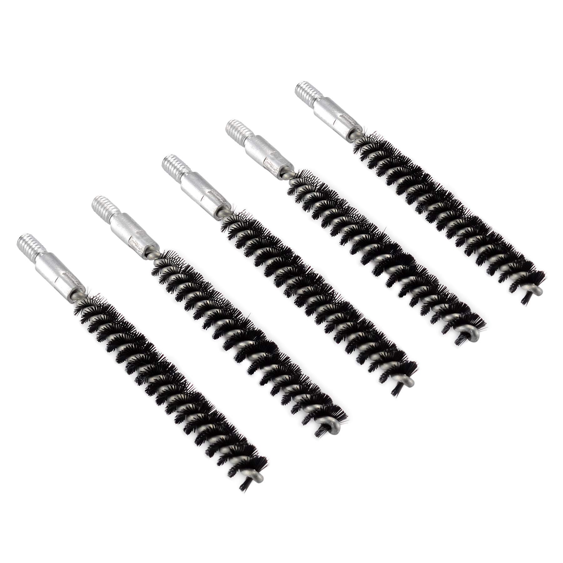 BOOSTEADY 5 Pcs Nylon Bristle Bore Gun Cleaning Brush for Pistol, 50 Professional Square Patches, .260/6.5MM, .17, .22, .357/9MM, .40, .45, .30 Caliber