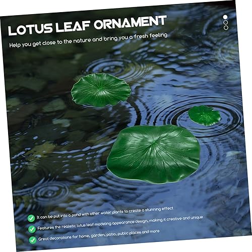 Miniatura 4 de Yardwe 1 juego de hoja de loto simulada con varilla, almohadilla de lirio flotante artificial, adorno de hojas falsas, tallos para flores