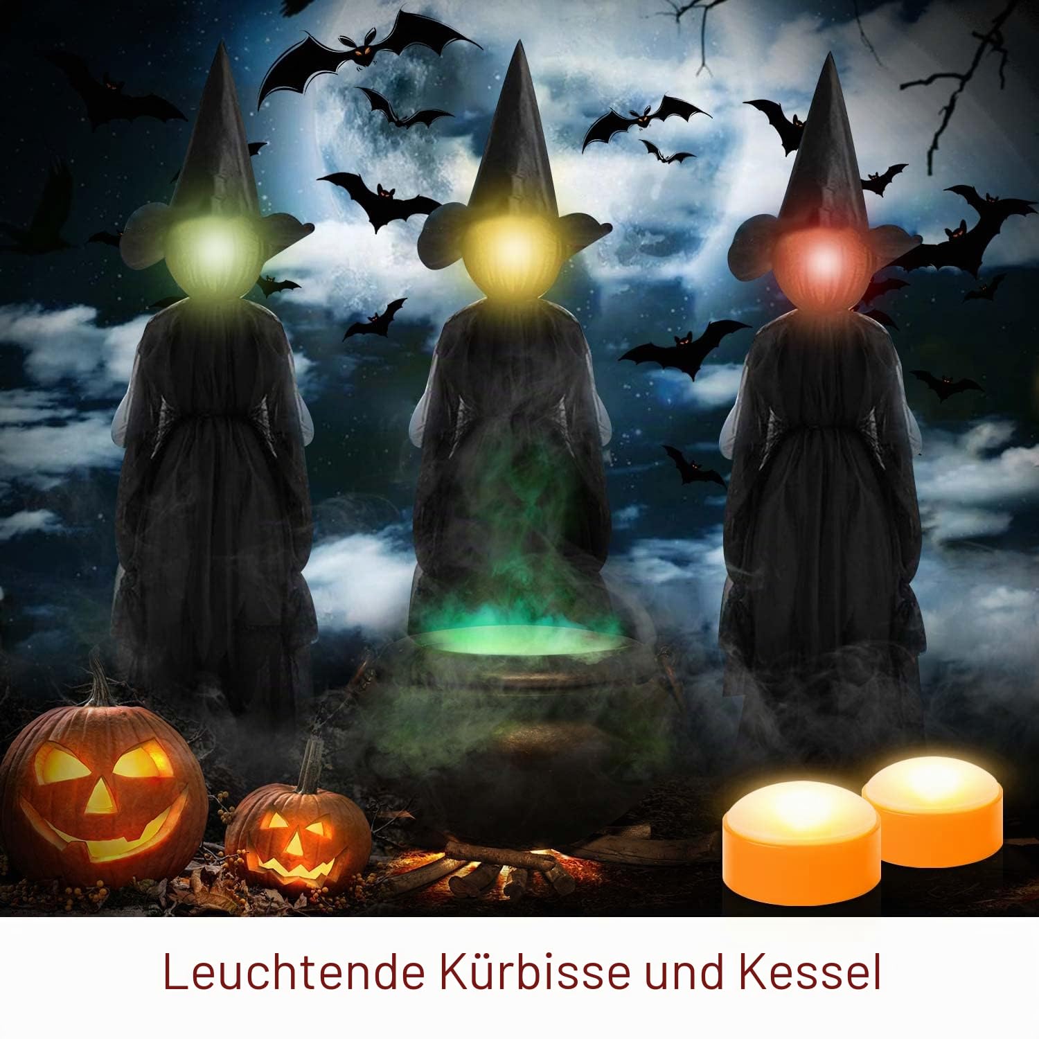 8 Stück Halloween LED Kürbis Lichter mit Fernbedienung und Timer, batteriebetriebene orange Jack-O-Laterne Lichter für Halloween Dekor, flammenlose Kerzen für Kürbis Dekoration