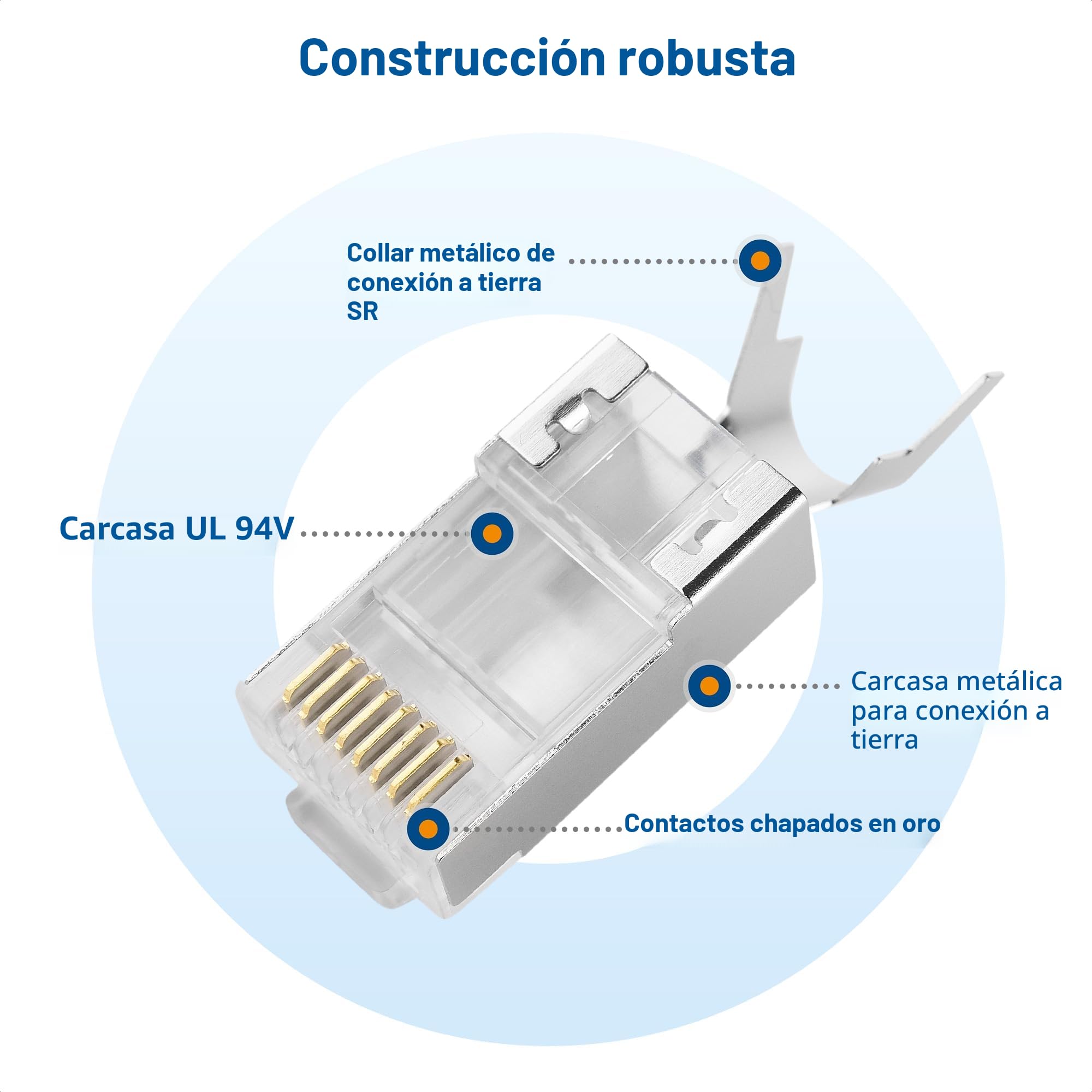 Cable Matters Pack de 20 Conectores Apantallados RJ45 Cat8 Cat7 Cat6 Pass-Through para Cable Ethernet Sólido o Trenzado
