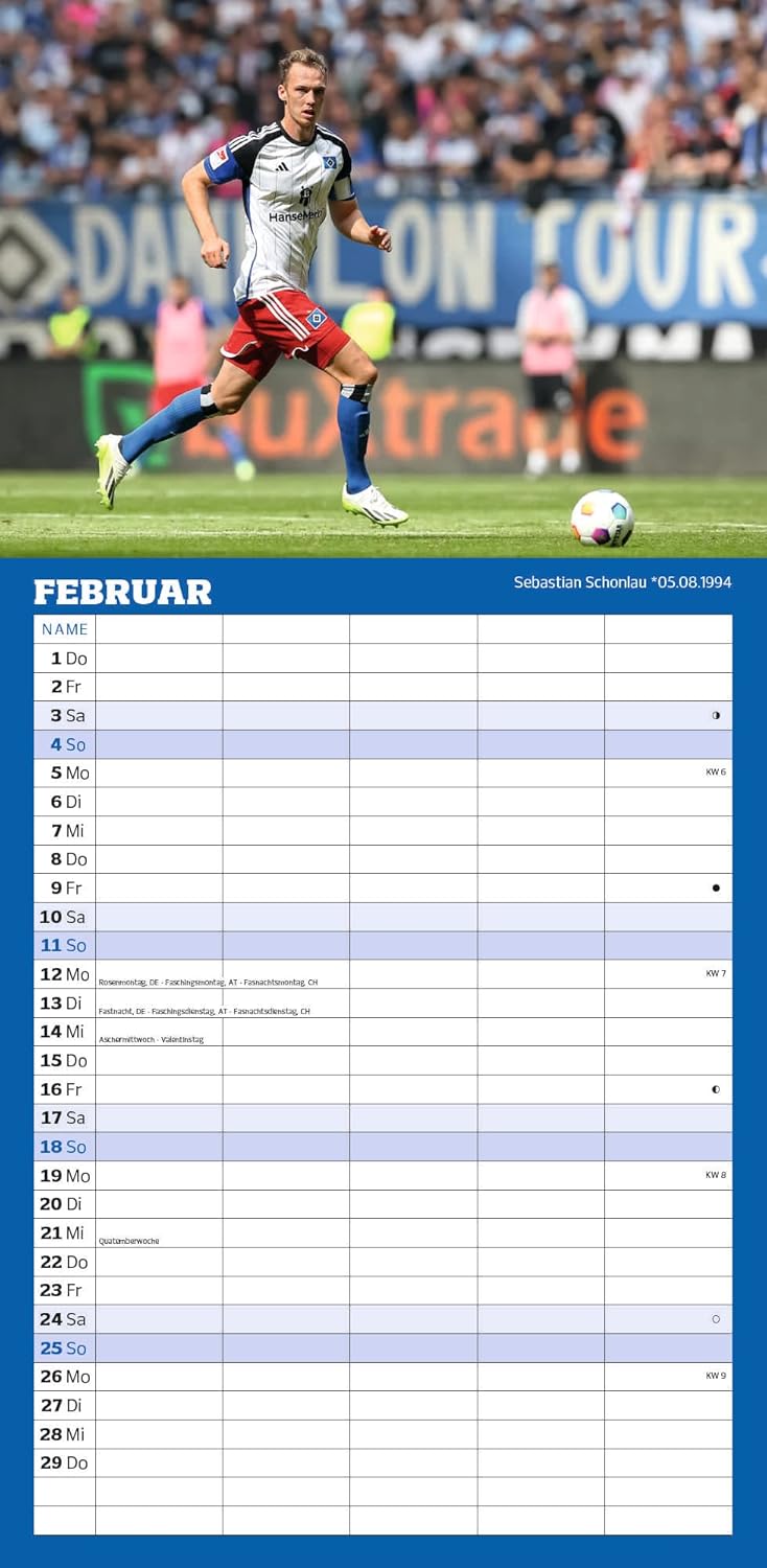 Hamburger SV 2024 - Fanplaner - Fußball-Kalender - Fan-Kalender - 22x45 - Sport