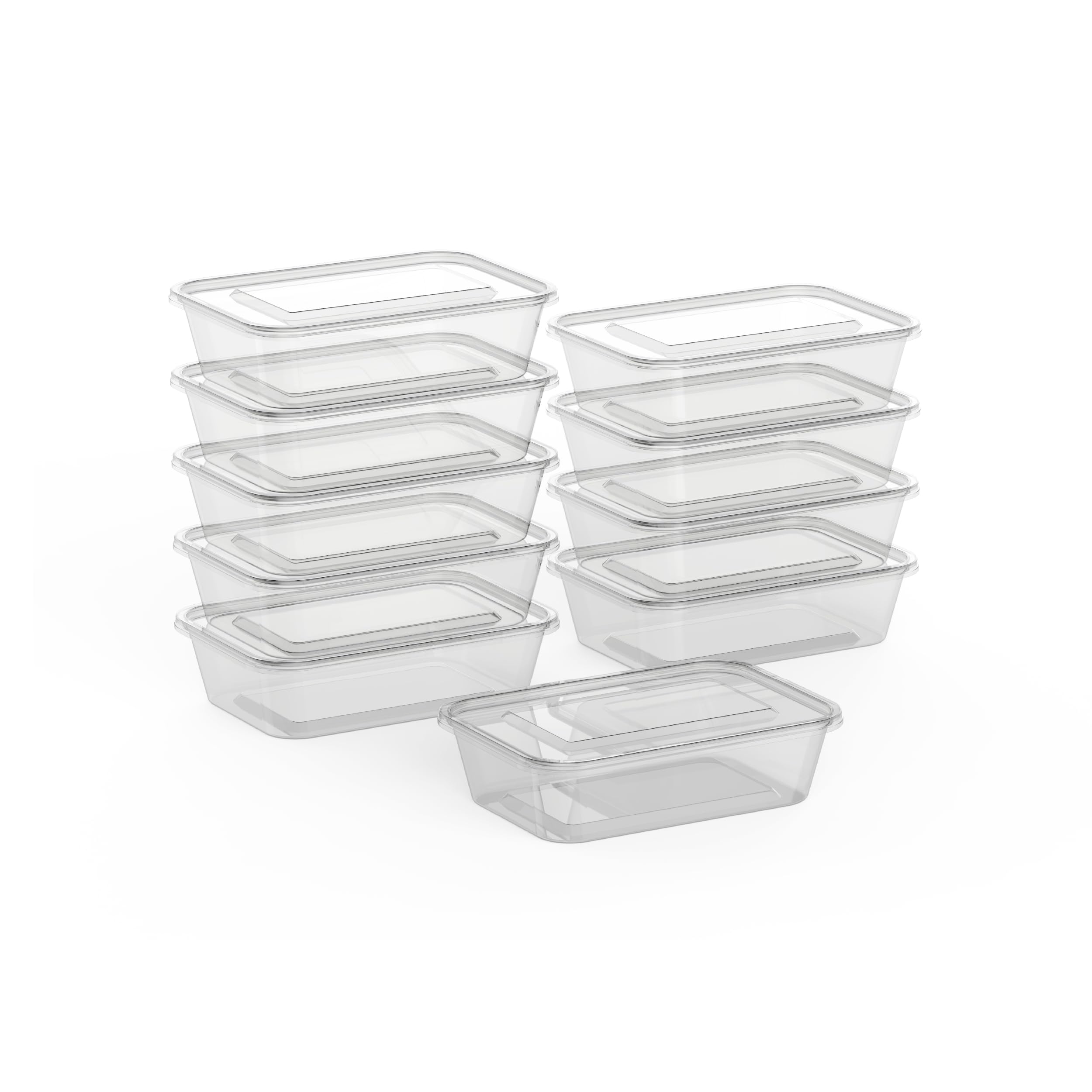 Cosmoplast 500 ml Pack Of 10 Clear Microwave Containers With Clear Lids, Ifcmmwclt50S01Tp, Microwave Container