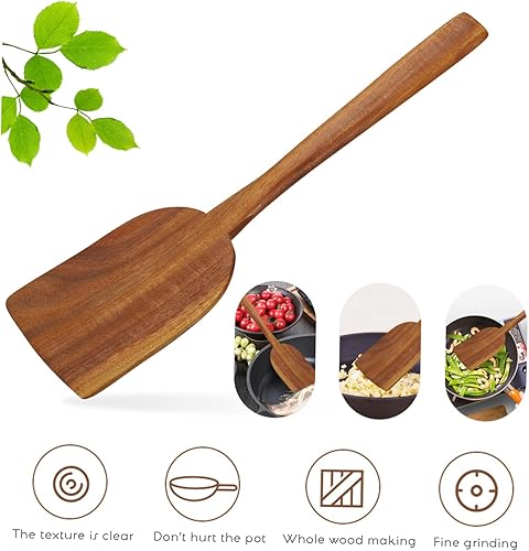 Miniatura 4 de Cuchara de cocina Espátula de cocina de teca Cucharas Cucharas de silicona Utensilios de cocina Huevos Crema Espátula de silicona Espátula para