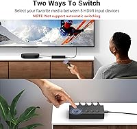 Vista 5 de UGREEN Interruptor HDMI 5 en 1 de Salida 4K@60Hz, Divisor HDMI con Caja de Selección de Interruptor de 5 Puertos Soporta 3D CEC HDR HDCP2.2