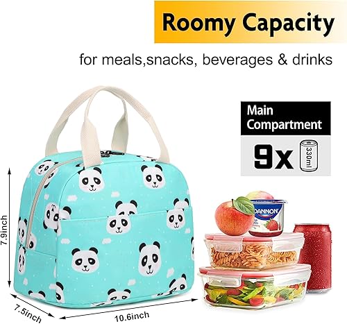 Miniatura 2 de Bolsa de almuerzo Panda para niñas y mujeres, bonita lonchera aislada a prueba de fugas, reutilizable, bolsa de almuerzo para adolescentes, niños,