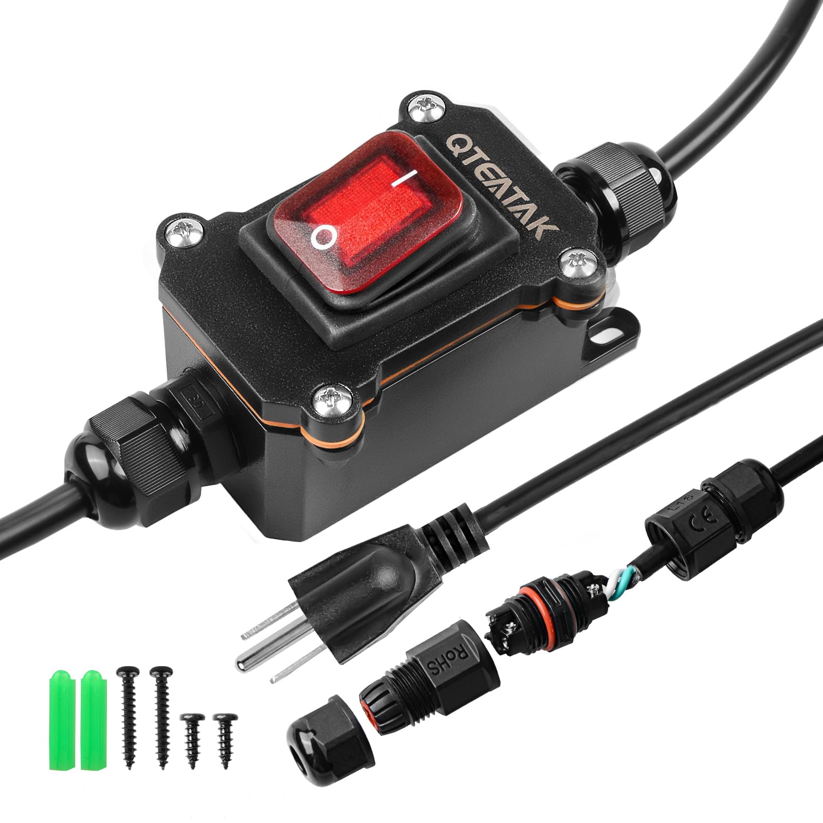 Snapklik.com : QTEATAK Inline Cord Switch DPST AC20A-125V 16A-250V IP66 ...