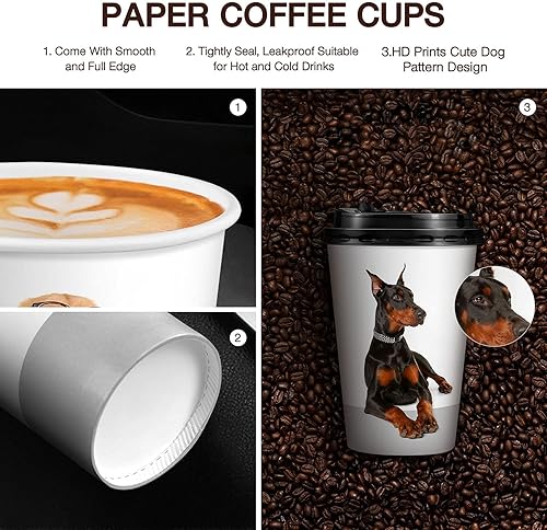 Miniatura 5 de KPX 72 juegos de tazas de café desechables con tapas, vasos de papel blanco y marrón To Go, tazas de 16 onzas para bebidas calientes con tapas