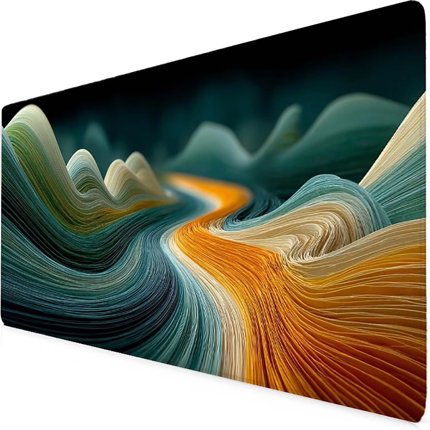 Schreibtischunterlage Türkis Mauspad Gaming XXL Mousepad Wasserdichte Rutschfeste Schreibtisch Unterlage, Verbessert Präzision und Geschwindigkeit, Gaming Zubehör, Deko Büro (Abstrakt,90x40cm) 2-z7371