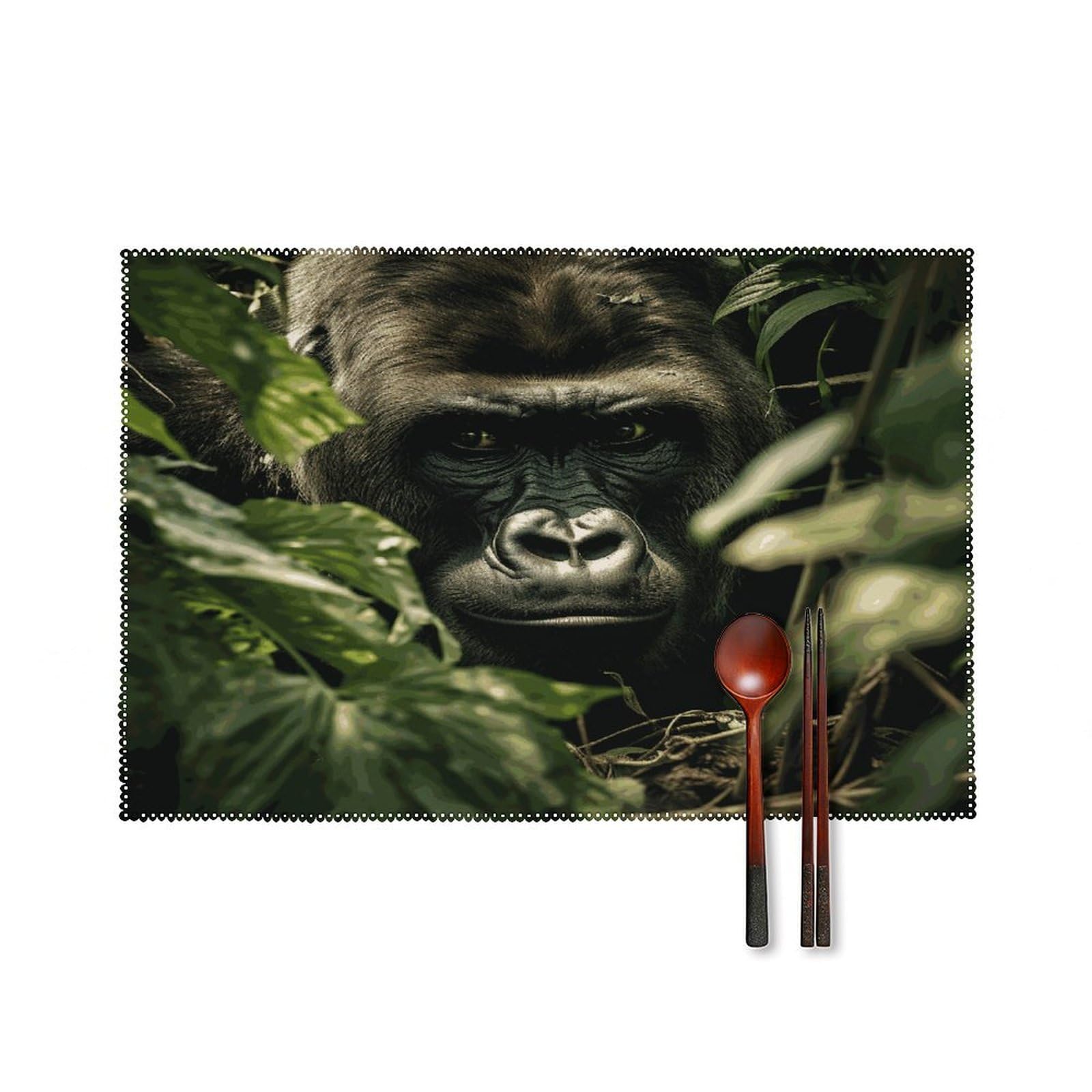 Fekiloot Style Gorilla Landscape Placemats Set Of 6,Table Mat