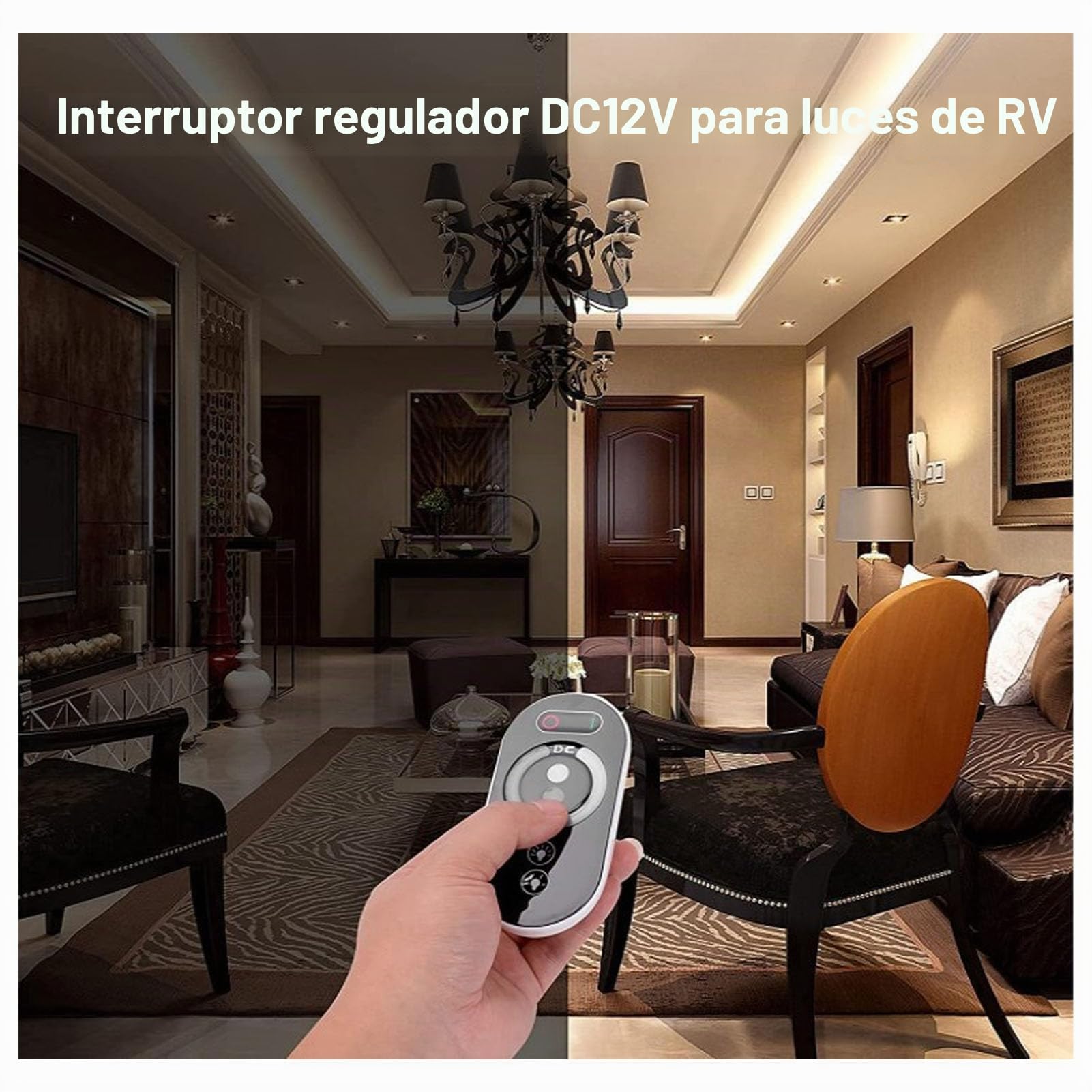 Regulador de Intensidad, CC 12 V‑24 V 18 A 0%‑100% Atenuación Continua PWM Atenuador de Tira de Luz LED con Control Remoto RF Ajustar el Brillo Interruptor de Tira de Luces LED