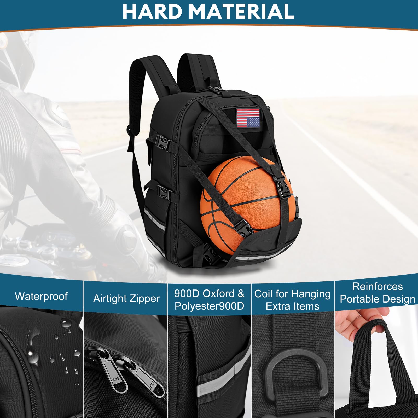 Zaino casco 35L per motociclismo | Custodia per casco da ciclismo, impermeabile, estensibilità fino a 180°, zaino da viaggio per uomo