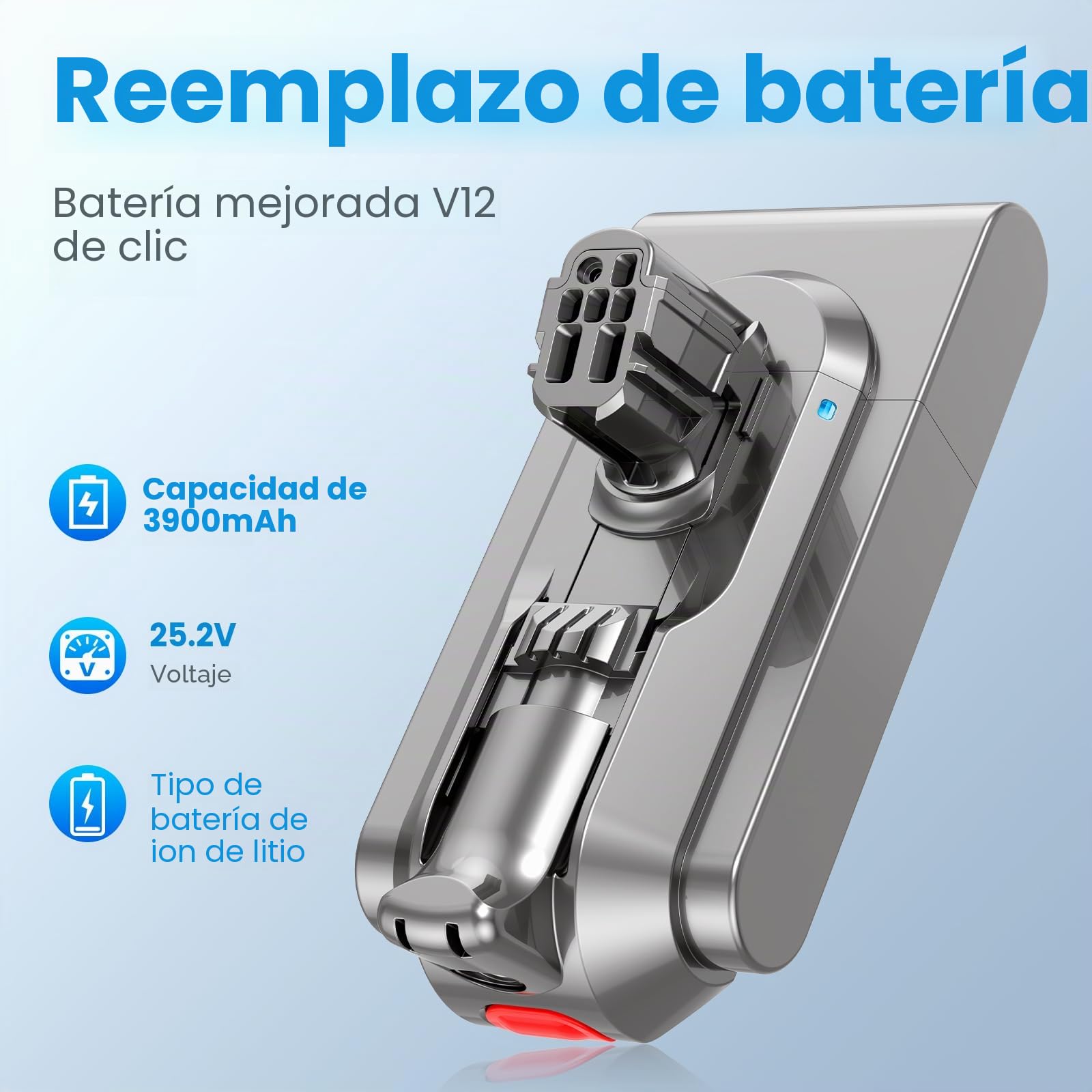 V12 965470-01 - Batería de repuesto para aspiradora Dyson, 3900 mAh, 25,2 V, Detect Absolute, Detect Absolute, Detect Slim, Detect Fluffy SV46