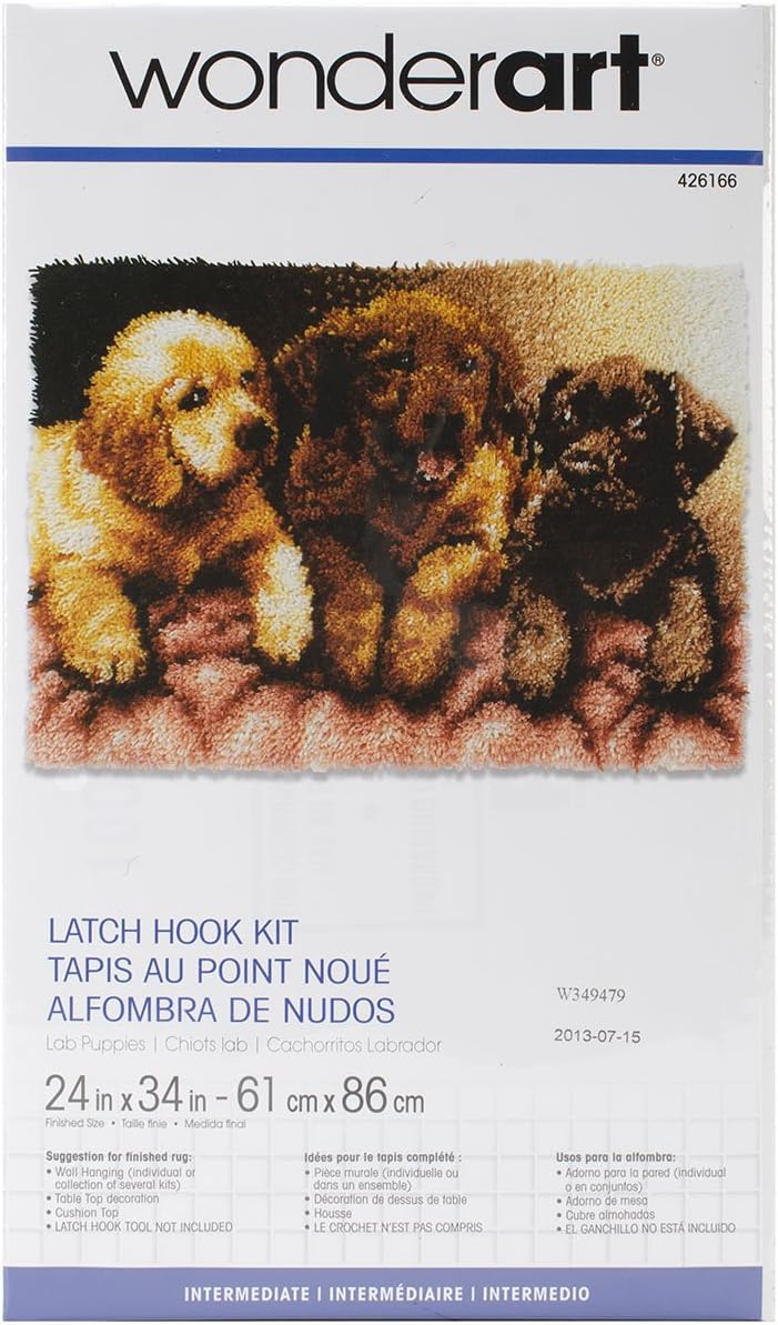 ChatAngle(TM) Wonderart Latch Hook Kit 24"X34"Lab Puppies