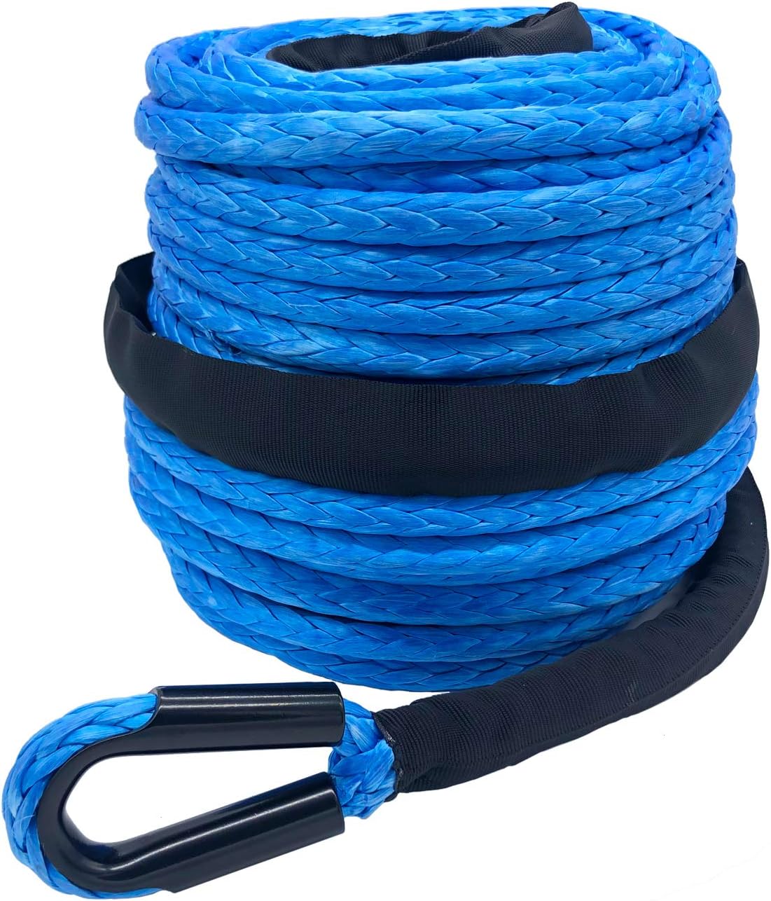 Ucreative 3/8" x 95' 20500LBs Synthetic Winch Line Cable Rope with Sheath for Off Road Vehicle SUV (Blue)