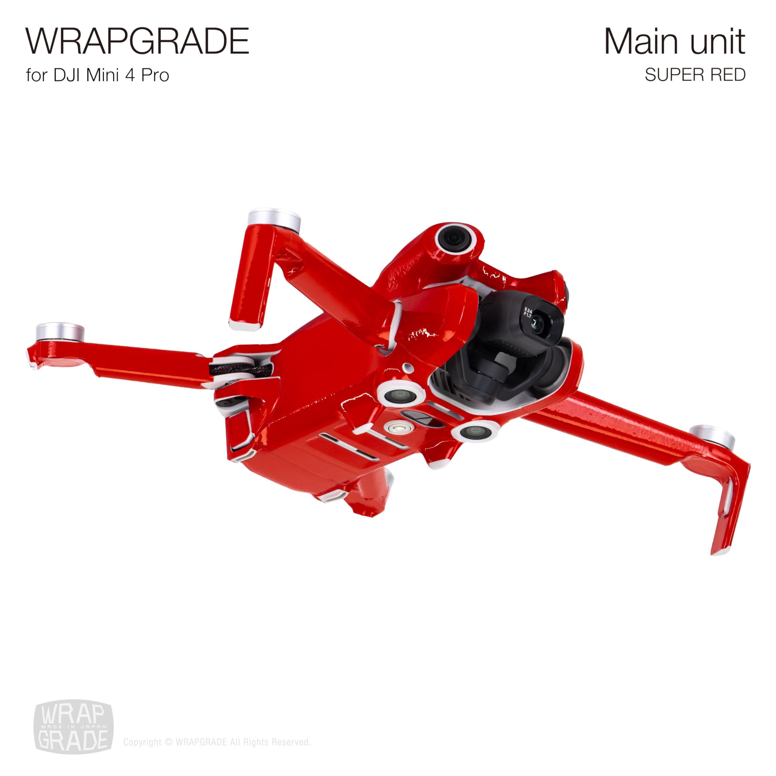 WRAPGRADE Skin Naklejki skórne dla DJI Mini 4 Pro (Super Red)