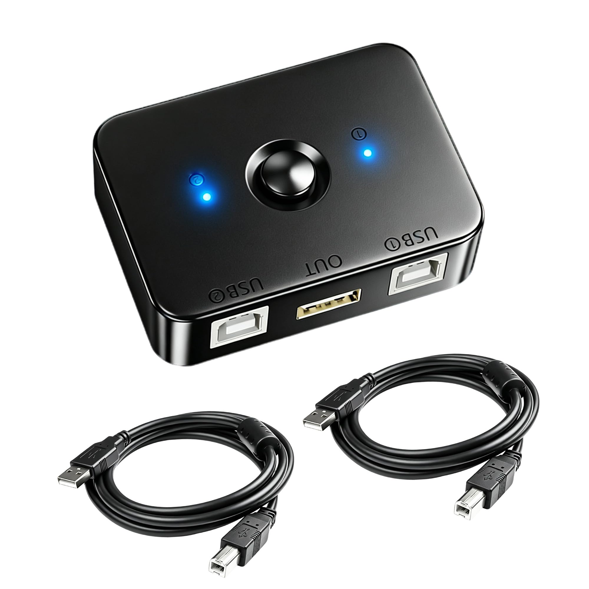 USB 2.0 Printer Sharing Switch, 2-Port USB B Manual Selector for 2 Computers Share 1 Printer - LED Indicator, Bus-Powered, Includes 2× 1.5m USB A to B Cables-picture-26