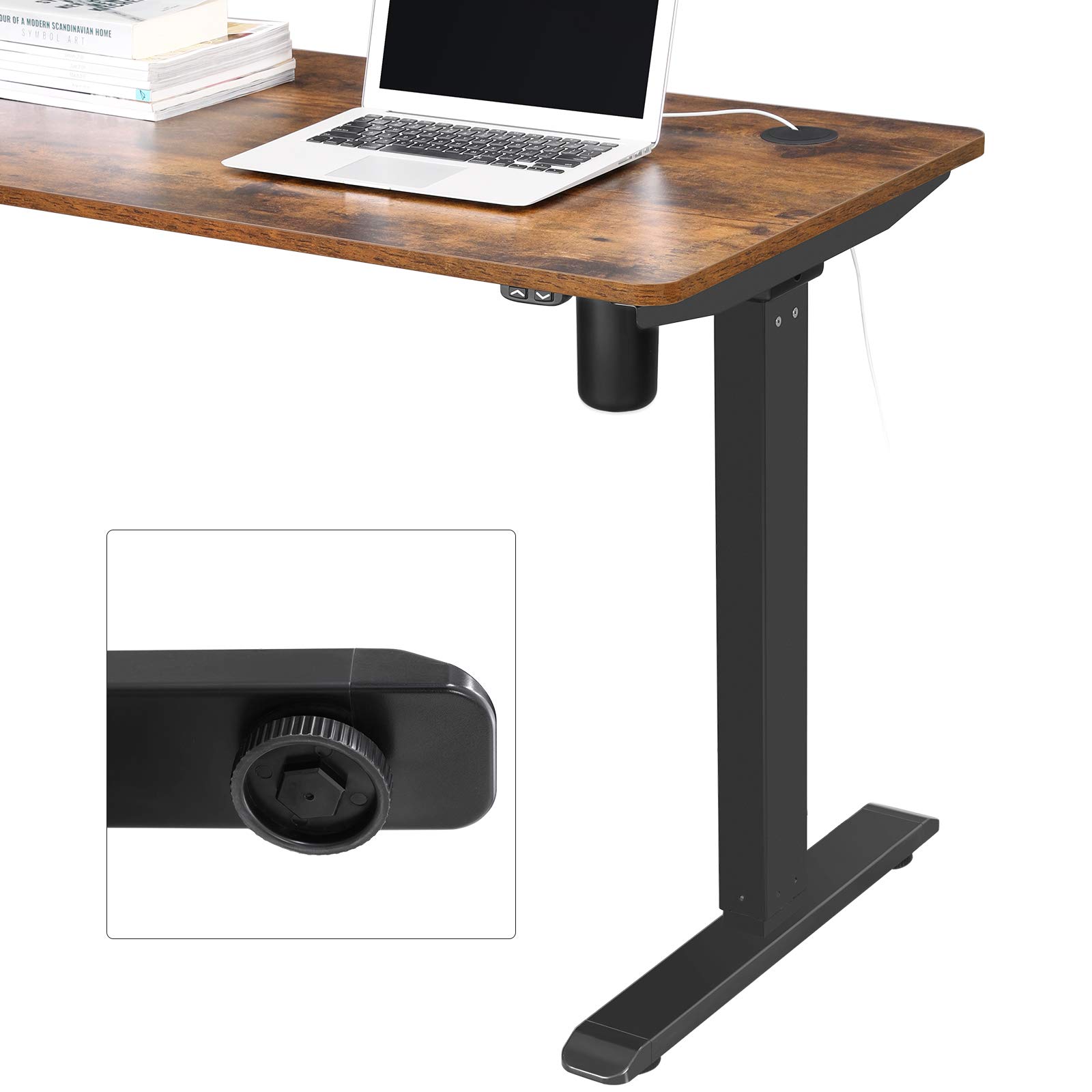 SONGMICS Support de Bureau électrique, Cadre de Table, Hauteur réglable en continu, Longueur réglable, en Acier, Noir LSD010B01