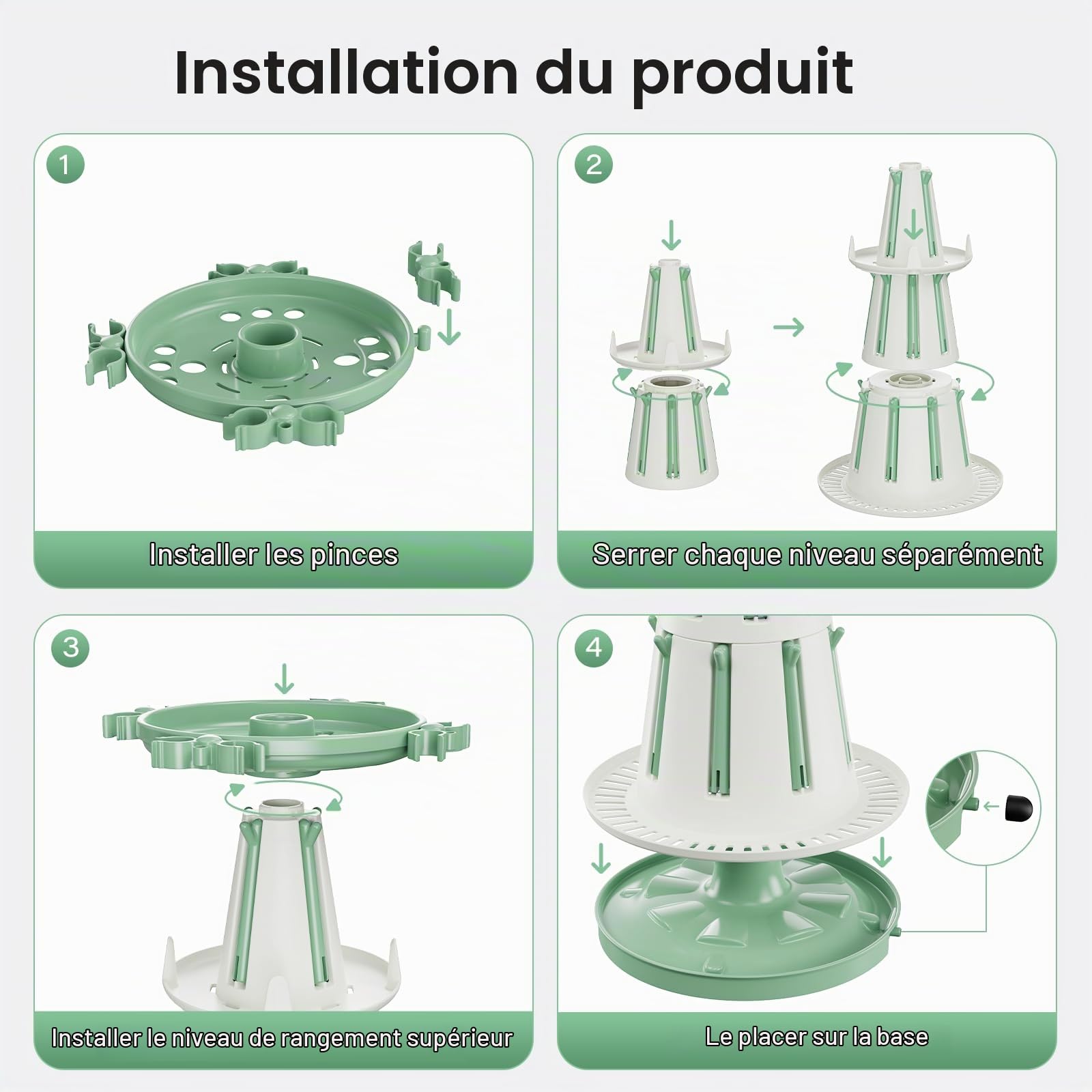 TAZENI Égouttoir à Biberons, 3 Niveaux, 20 Crochets, Tuyau d’Évacuation | Design vertical gain de place, pour tétines, sucettes et pièces de tire-lait, tuyau d’évacuation amovible