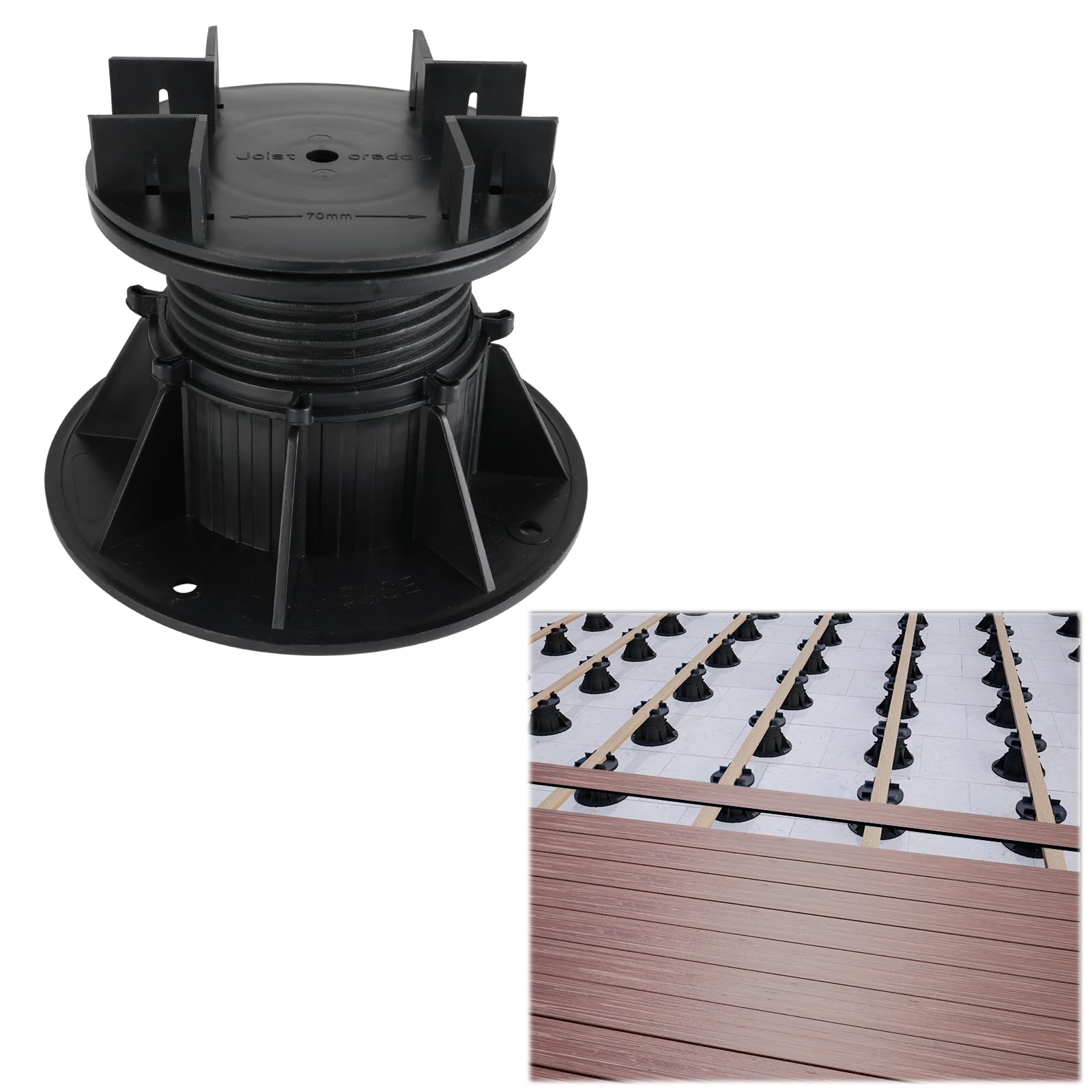 Muzata 8Pack Raising from 3.3'' to 4.7'' Adjustable Joist Pedestal Paver Flooring Deck Supports Bilateral Keel Deck Support Base M031