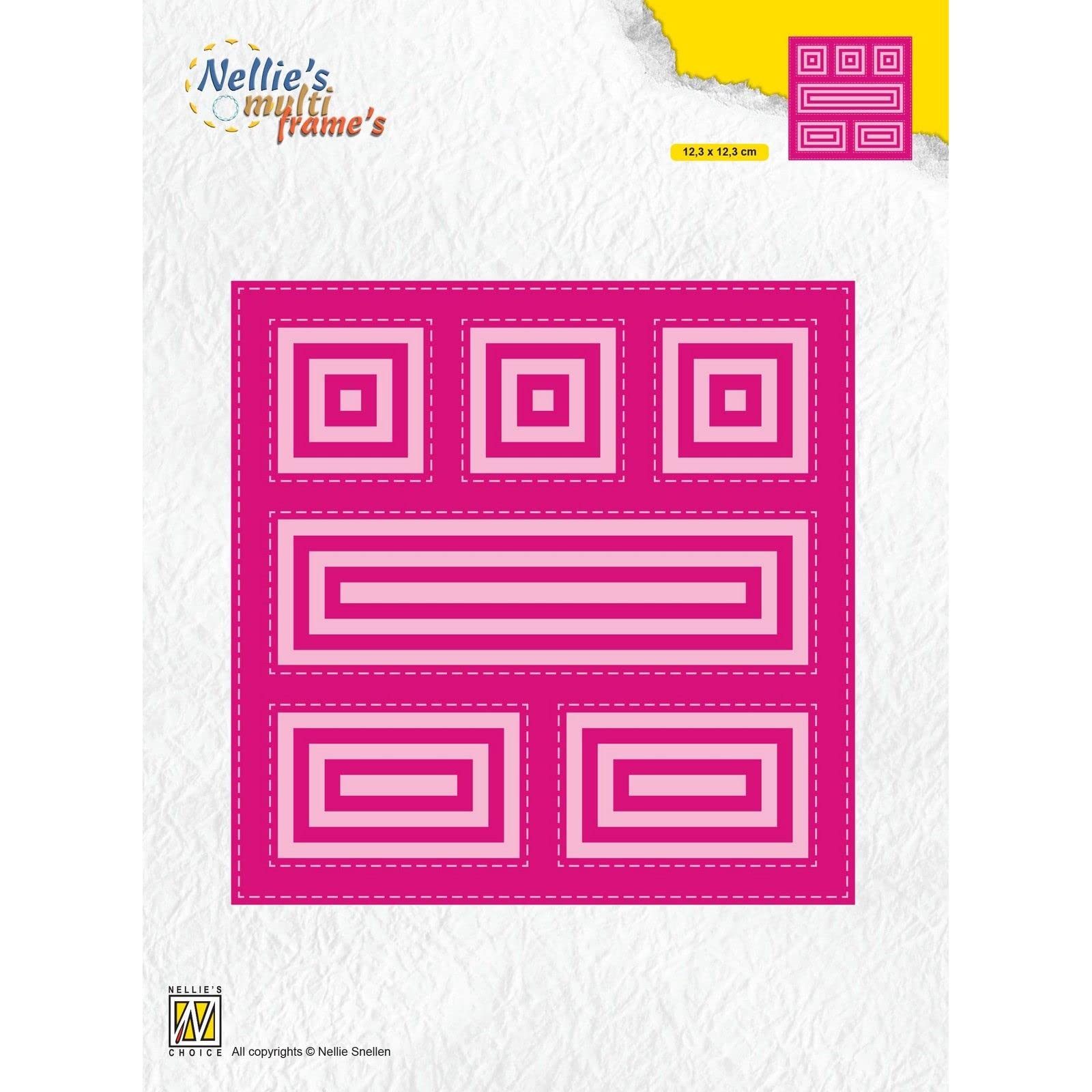 Nellie's Choice Nesting, Square Multi Frame, 12.3 x 12.3 cm, 31 Cutting, Card Making Supplies, Metal Dies for Scrapbooking, DIY and Paper Crafts, Pink, 123x123mm