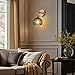 Cerdeco Vintage Wall Sconce with Green Leaf Glass Shade,180°Adjustable Arm and Golden Base,Modern Indoor Wall Light Lighting for Bedroom