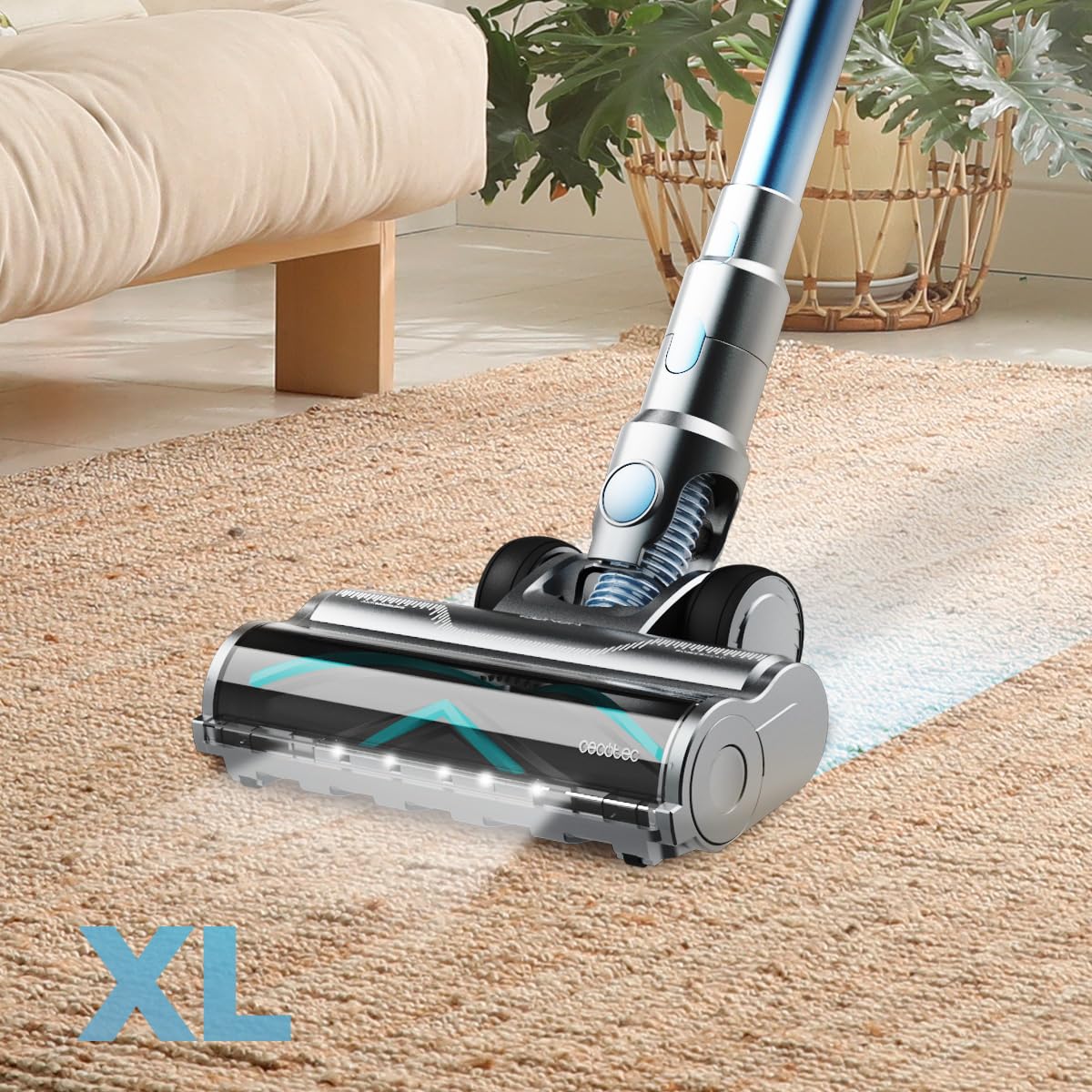 Cecotec Bezprzewodowy odkurzacz miotła Conga Rockstar RS50 X-Treme. 120 AW, silnik 400 W, czas pracy 60 minut w trybie Eco, Rigid Tube i szczotka do mieszania XL, czyści do 130 m²