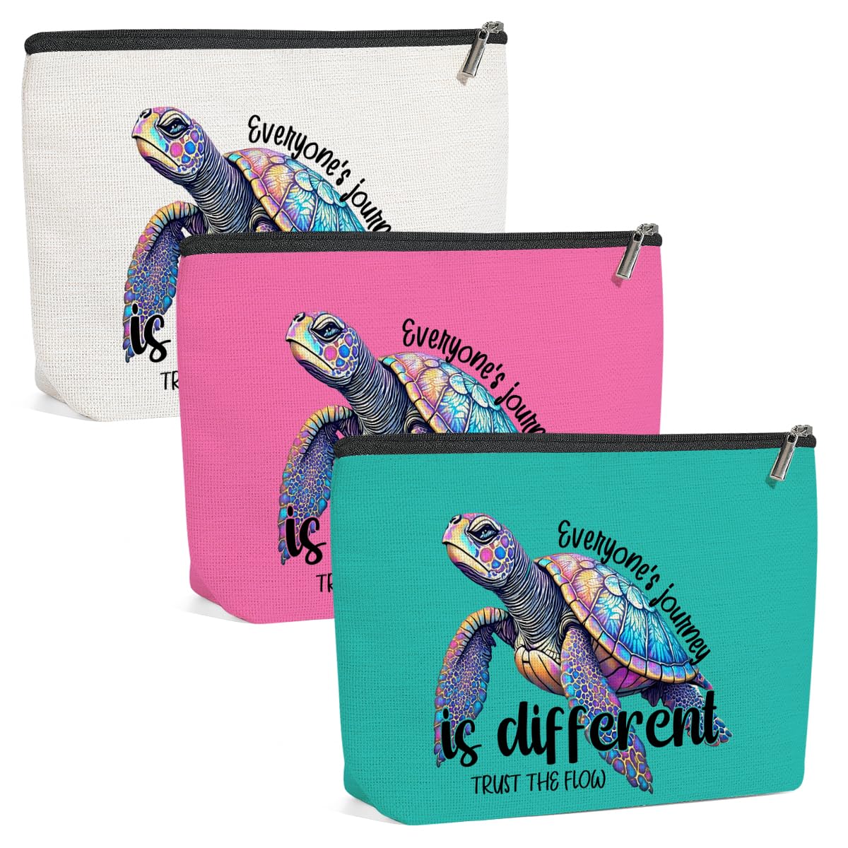 VBCVBGFH 3 Pack Funny Beach Sea Turtle Gifts for Women Turtle Lovers Bestie Makeup Bag,Travel Essentials Cosmetic Bags for Women,Birthday Graduation
