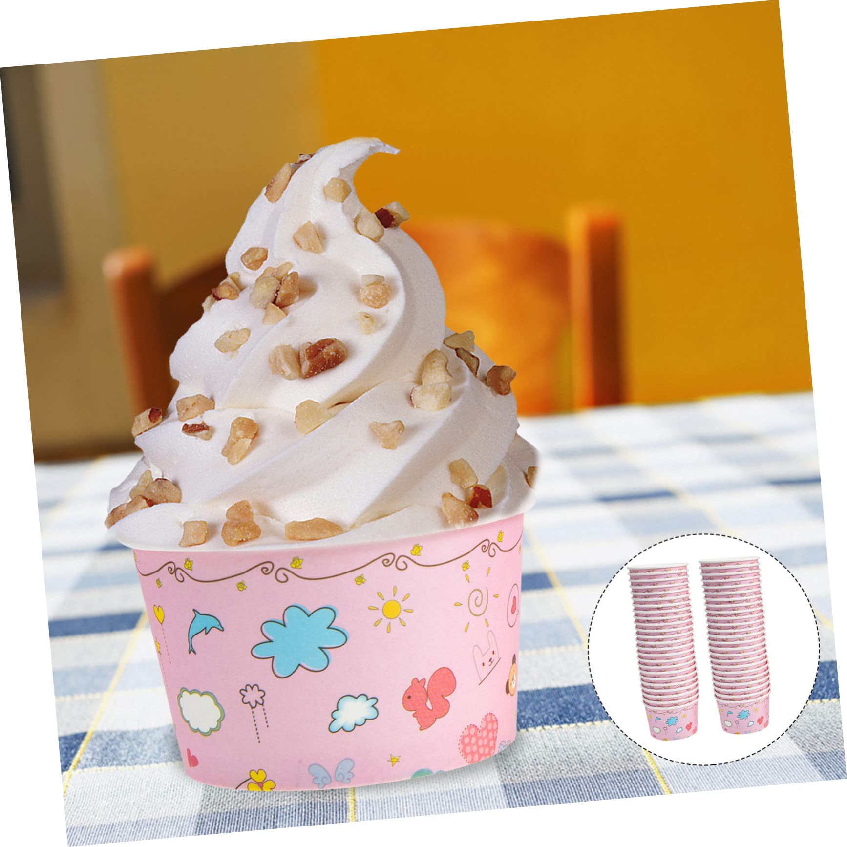 Lakesstory Lot de 50 petits bols blancs en papier pour crème glacée, yaourt glacé, dessert, dessert, 118 ml
