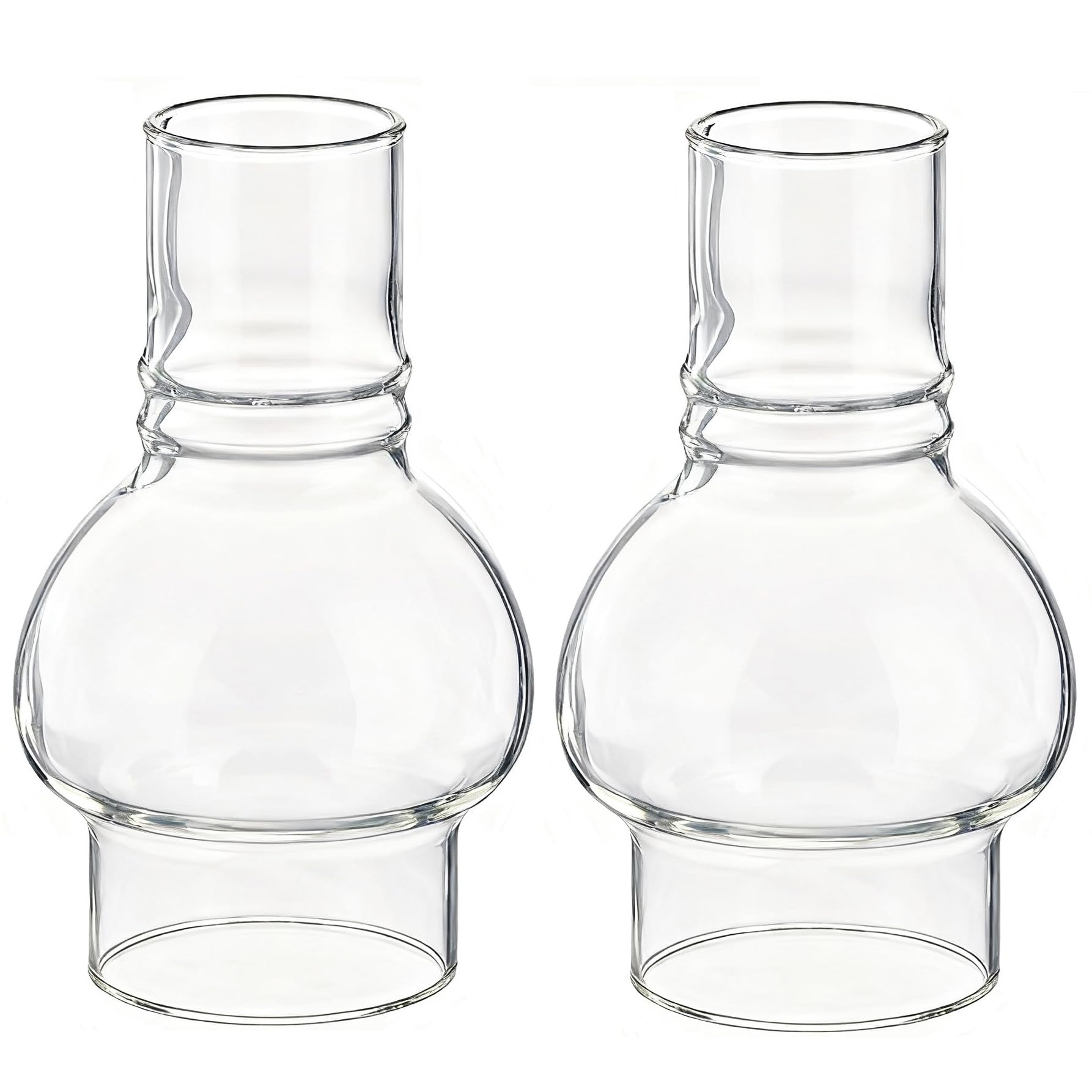Oil Lamp Chimney Replacement,3 Inch Base x 6.4 Inch Tall Kerosene Lamp Globe,Clear Glass OilLamp Globe,Hurricane Lamp Globes Shade Cover,Glass Chimney For Oil Lamps For Indoor Use Parts（2 Packs）