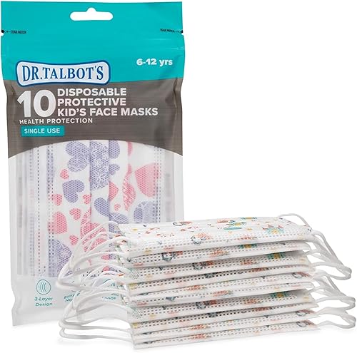Miniatura 2 de Dr. Talbot's - Mascarilla desechable para niños para salud personal por Nuby, paquete de 20, 10 niños y 10 niñas, 6-12 años, las impresiones pueden