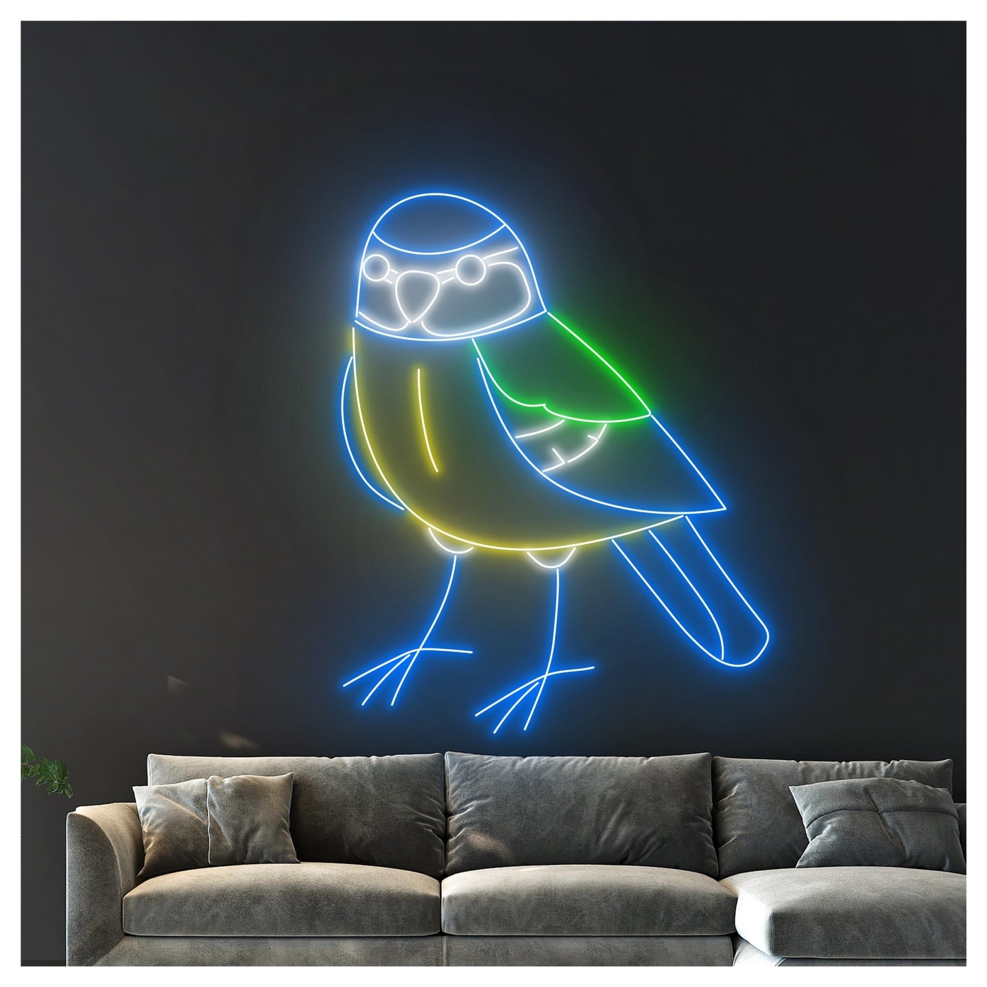 Luz de Diseño de Digital Decoración De Pared Con Luz Neón Pájaro Teta, Animal, Guardería, Granja, Zoológico, Escaparate,negocio, 60cm
