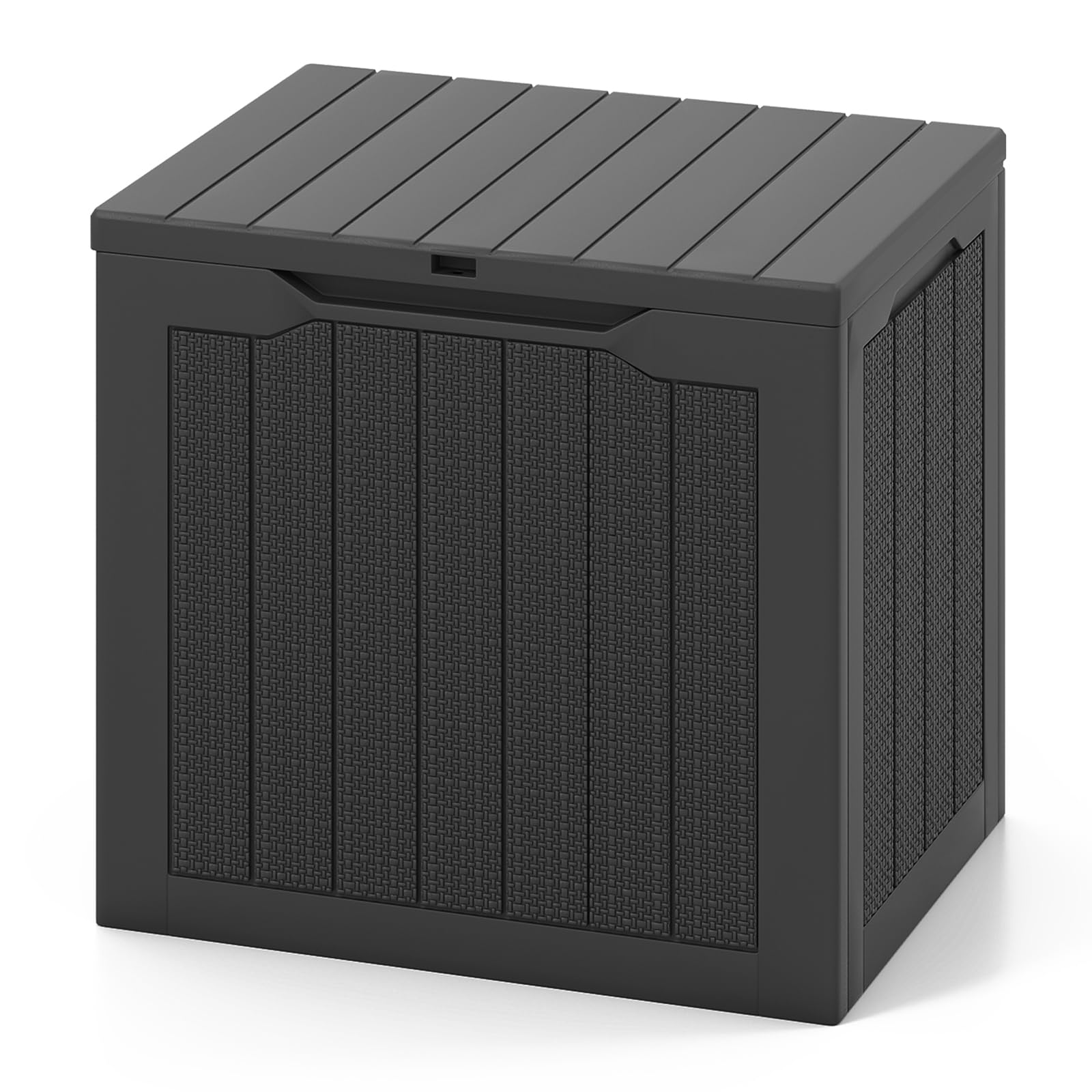 GIANTEX Auflagenbox 106L, Gartenbox mit abschließbarem Deckel, Kissenbox mit Stauraum, Outdoor Schrank, Aufbewahrungsbox Rattan-Optik für Garten, Terrasse und Pool (Schwarz)
